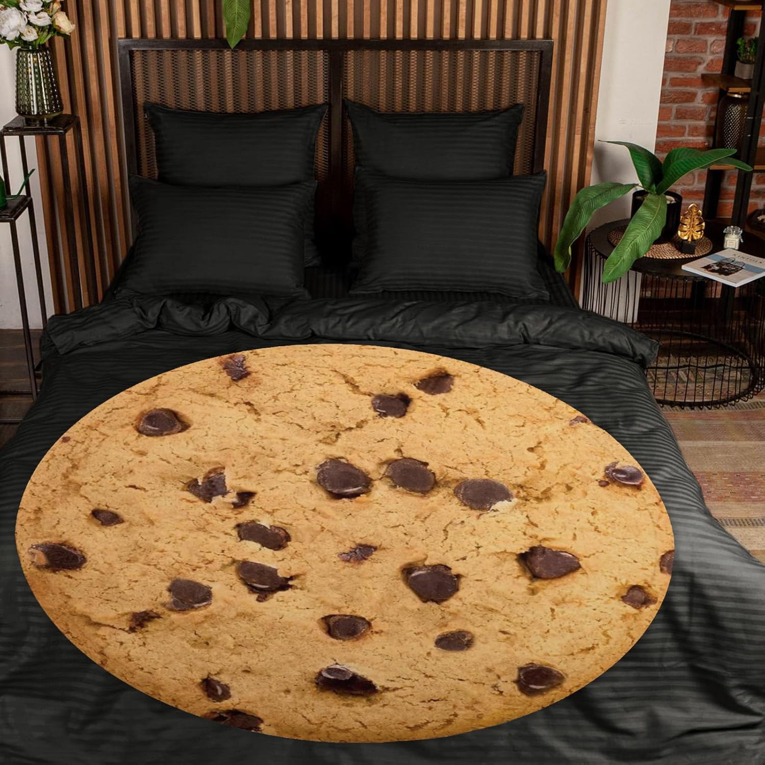 Manta de galletas para adultos y niños, suave y cómoda manta redonda de franela novedosa para ropa de cama, manta gigante de comida para regalos