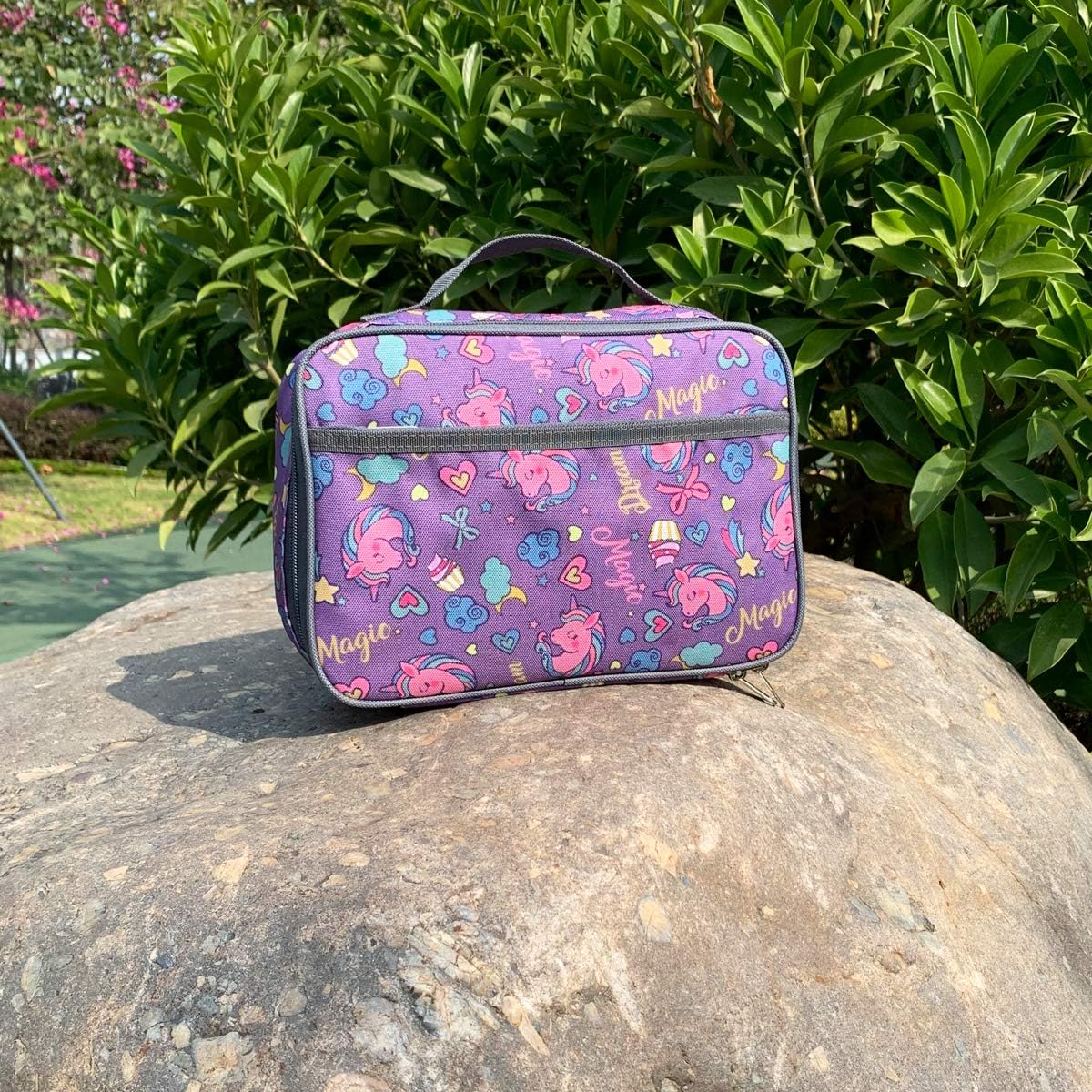 FlowFly – FlowFly – Lonchera térmica para niños, minihielera suave para el regreso a clases, lonchera para niñas, niños, unicornio morado