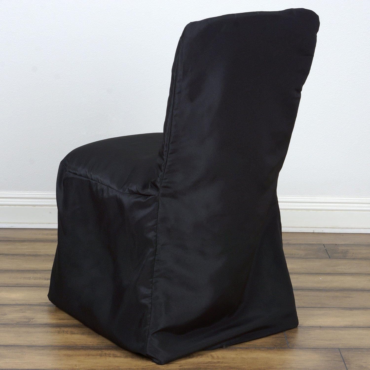 Efavormart – Fundas para sillas de banquetes de poliéster negro, reutilizables o 1 funda para silla de uso