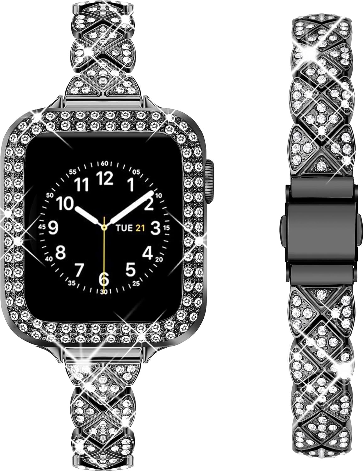 Secbolt Correa delgada compatible con Apple Watch Band de 1.49, 1.57, 1.61, 1.65, 1.73 y 1.77 pulgadas, para mujer, pulsera de metal elegante con