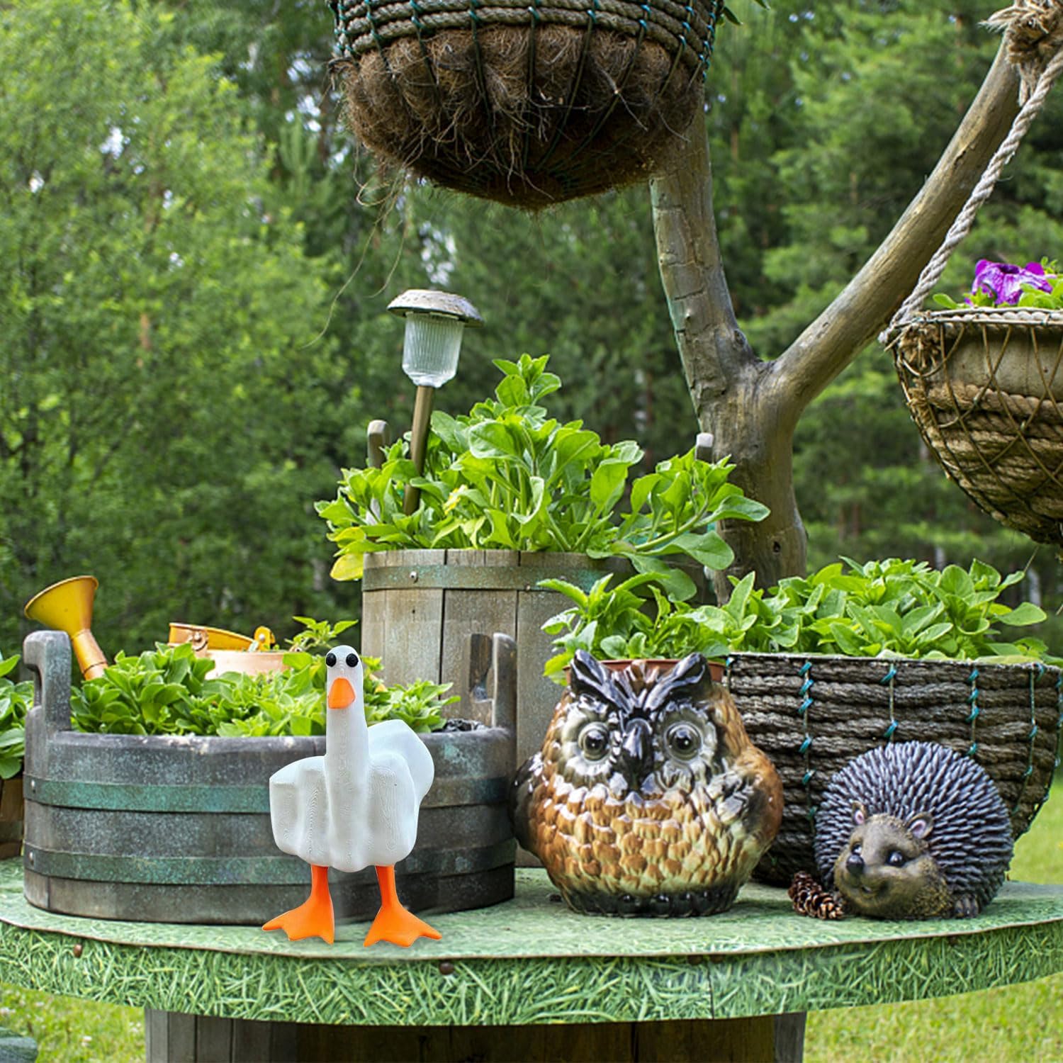 YumSur Esculturas de pato novedosas, bonita estatua de jardín de resina de pato, mini patos de resina para decoración de manualidades, escritorio