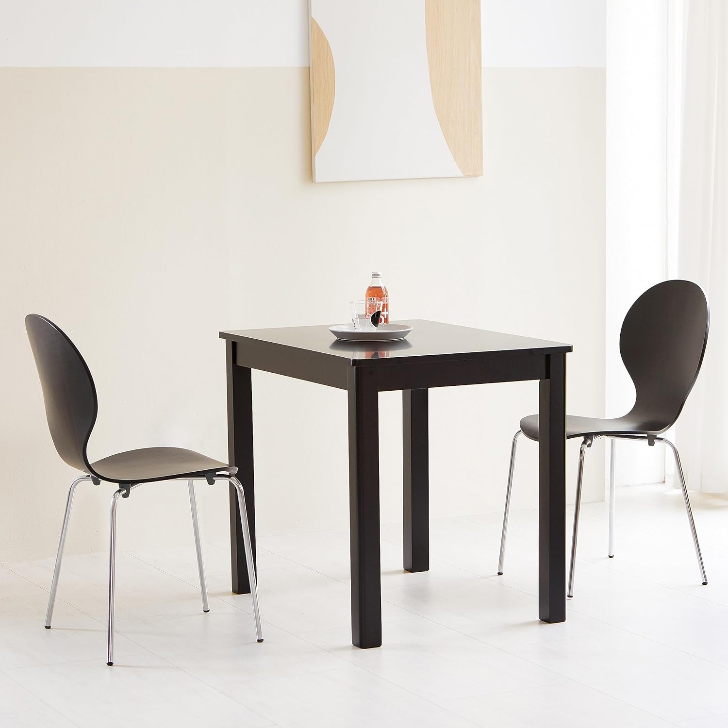 Livinia No.9 – Juego de 2 sillas de comedor de madera modernas de mediados de siglo, contemporáneas, apilables, de madera curvada, para interior de