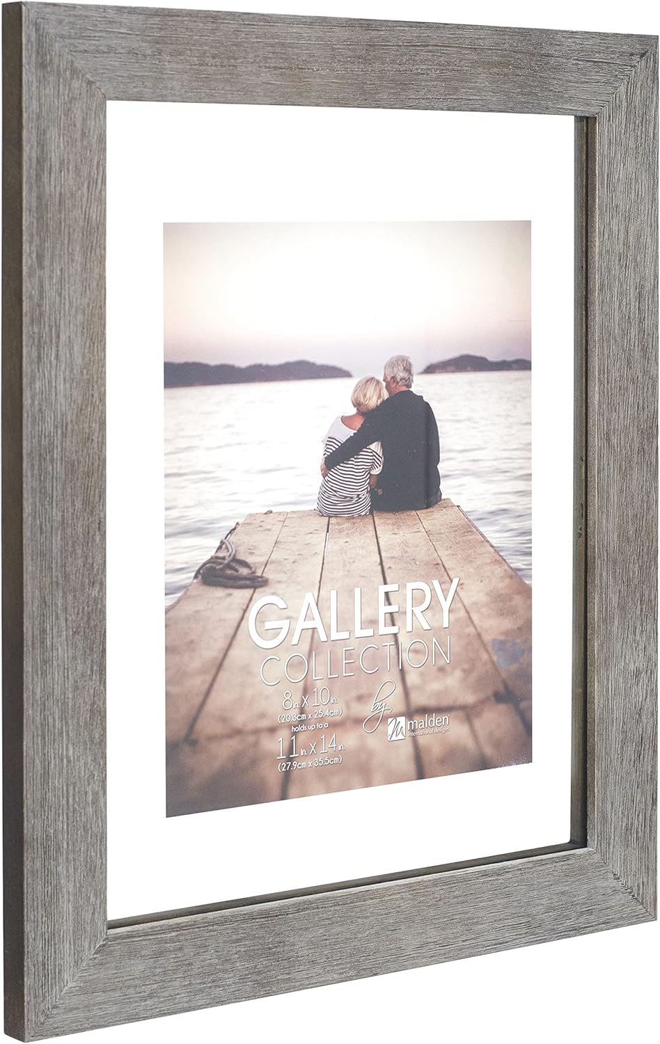 Malden International Designs – Marco de fotos de vidrio flotante gris de 11 x 14 pulgadas para fotos de hasta 11 x 14 pulgadas, perfecto para un 8 x