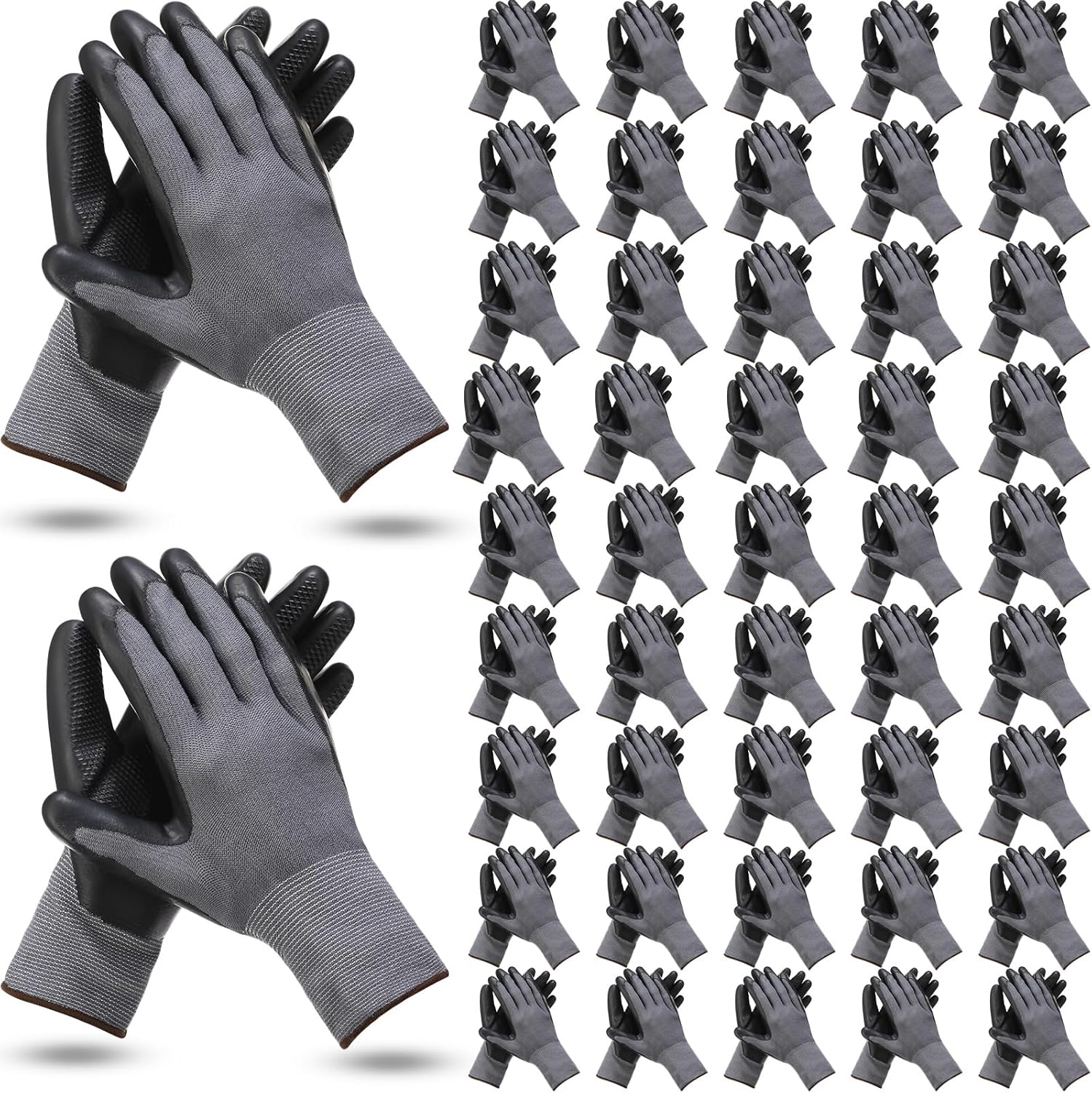 Jexine 50 pares de guantes de trabajo de seguridad para hombres y mujeres, con revestimiento de látex transpirable y agarre fuerte