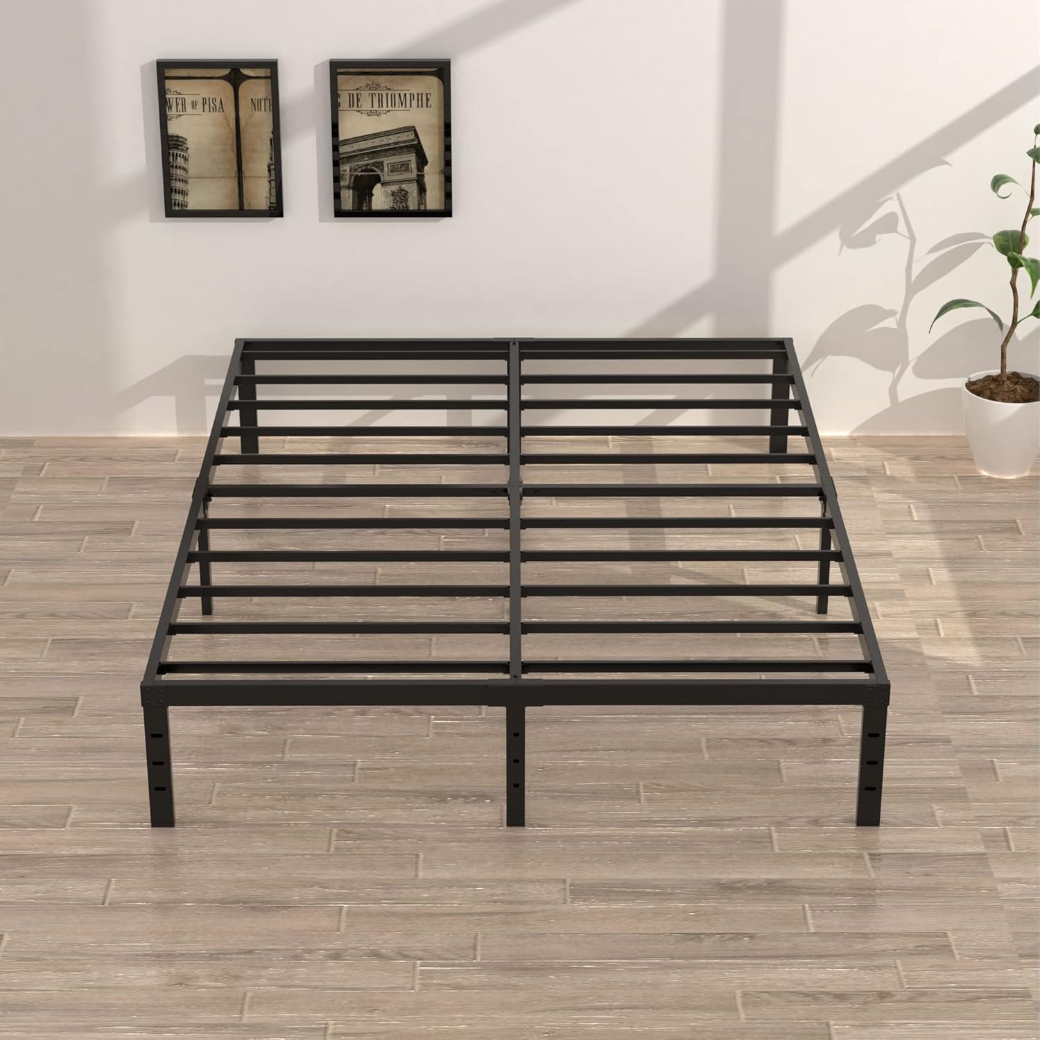 Base de cama California King de 16 pulgadas, no necesita somier, base de cama California King con almacenamiento de 14 pulgadas, soporte de listones