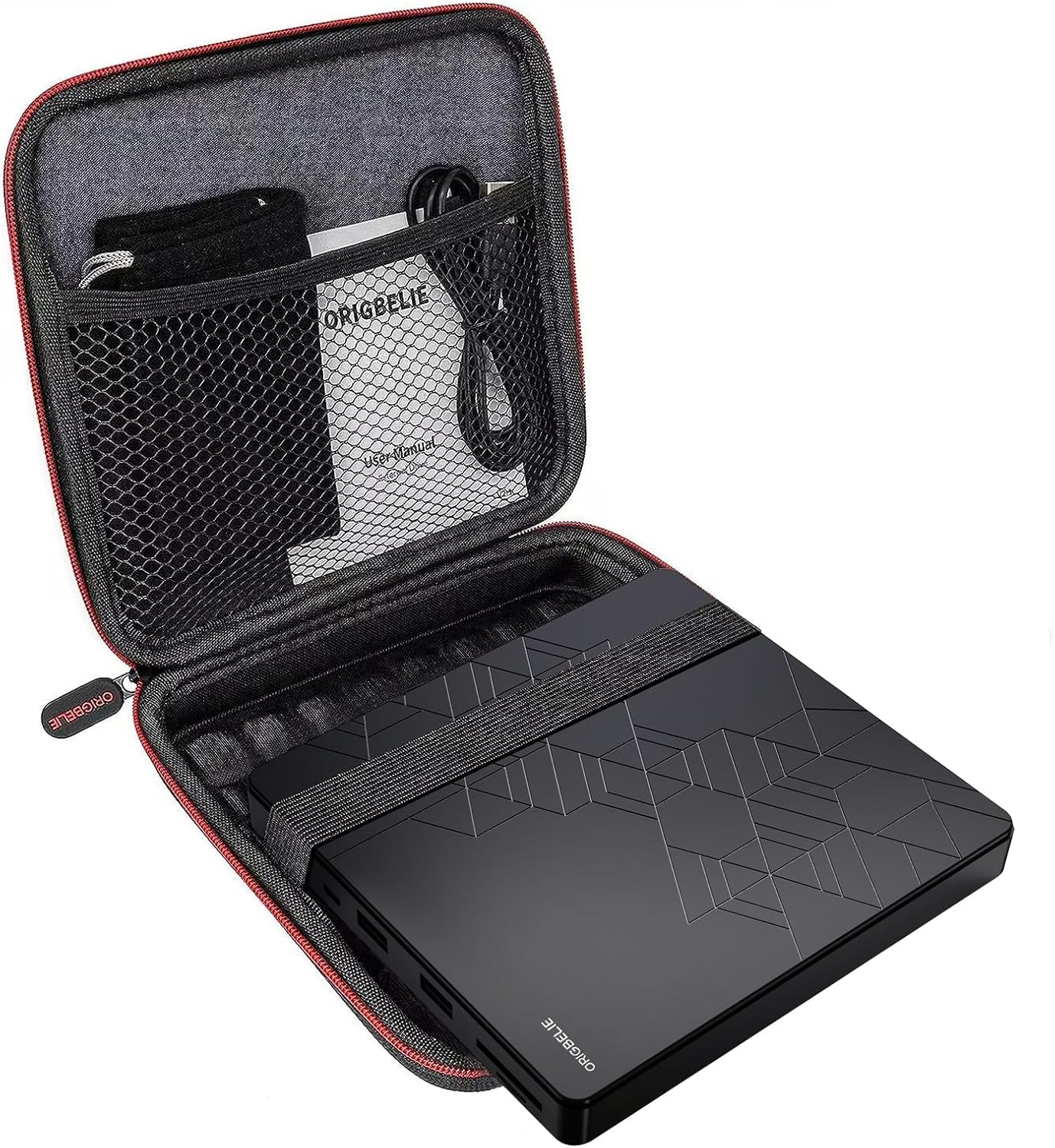 ORIGBELIE Unidad externa de CD y DVD, grabadora de CD USB 3.0 con 2 puertos USB y 2 ranuras para tarjetas TFSD, unidad de disco óptico para portátil