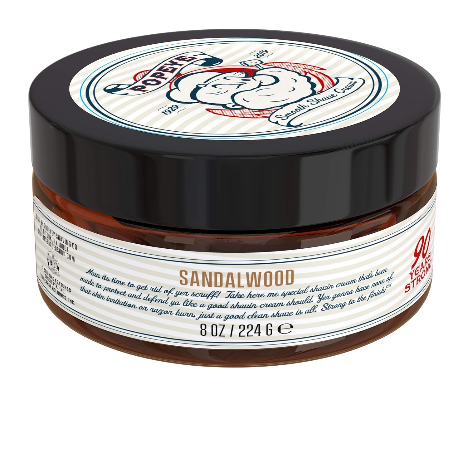 Popeye Shaving Co – Crema de afeitar para hombres adecuada para pieles sensibles, experiencia de afeitado suave para quemaduras de maquinilla de