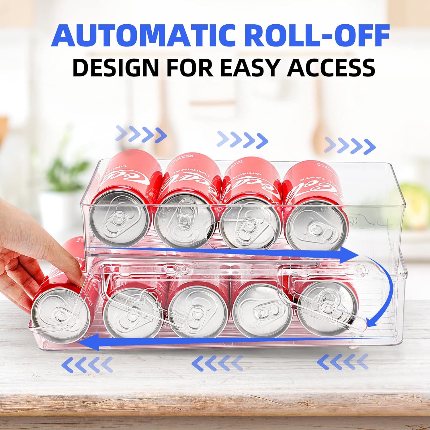 Organizador plegable de latas de soda para refrigerador, dispensador de latas de bebidas para refrigerador, contenedor de plástico transparente para
