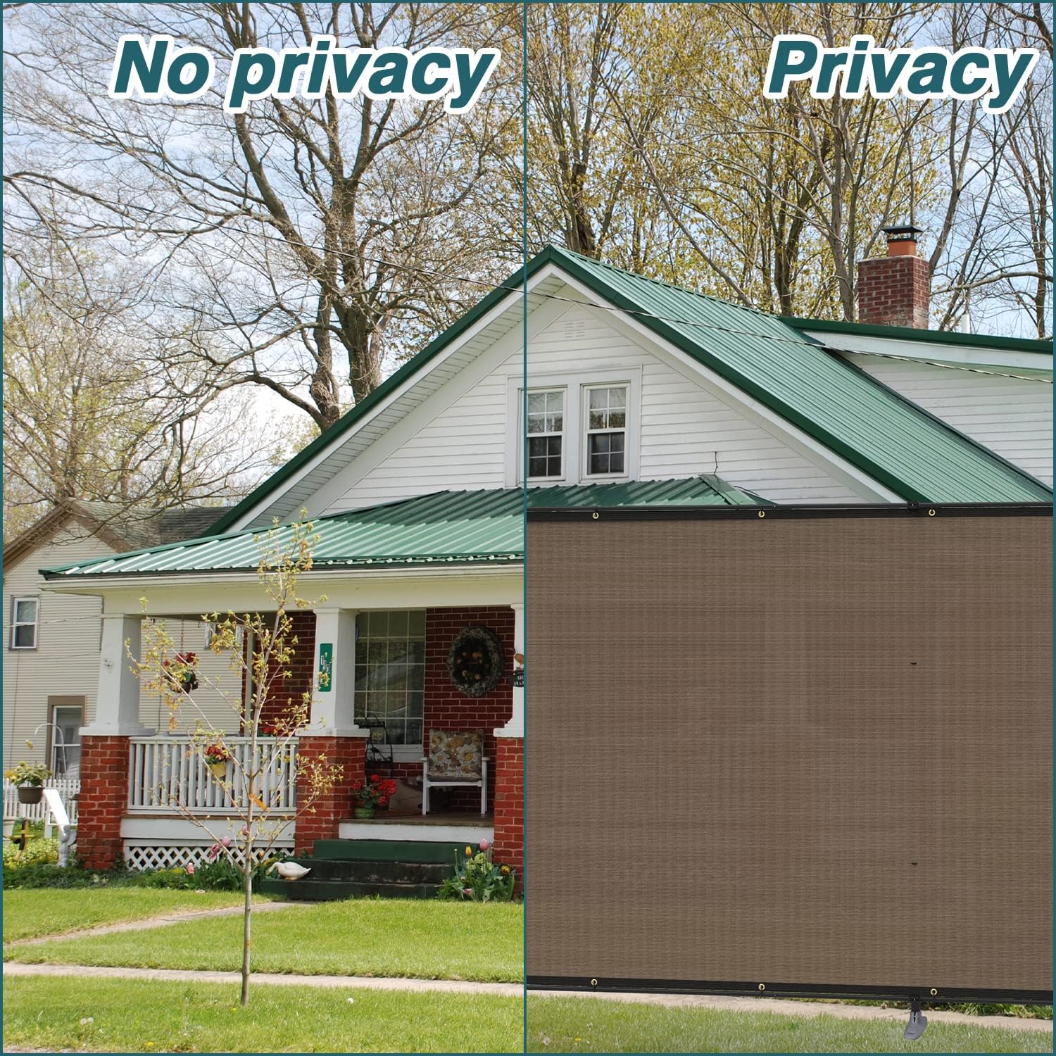 ECOOPTS Juego de valla de privacidad con postes y rieles, kit de valla de estacas para patio, jardín, piscina (6 pies de alto x 12 pies de largo,