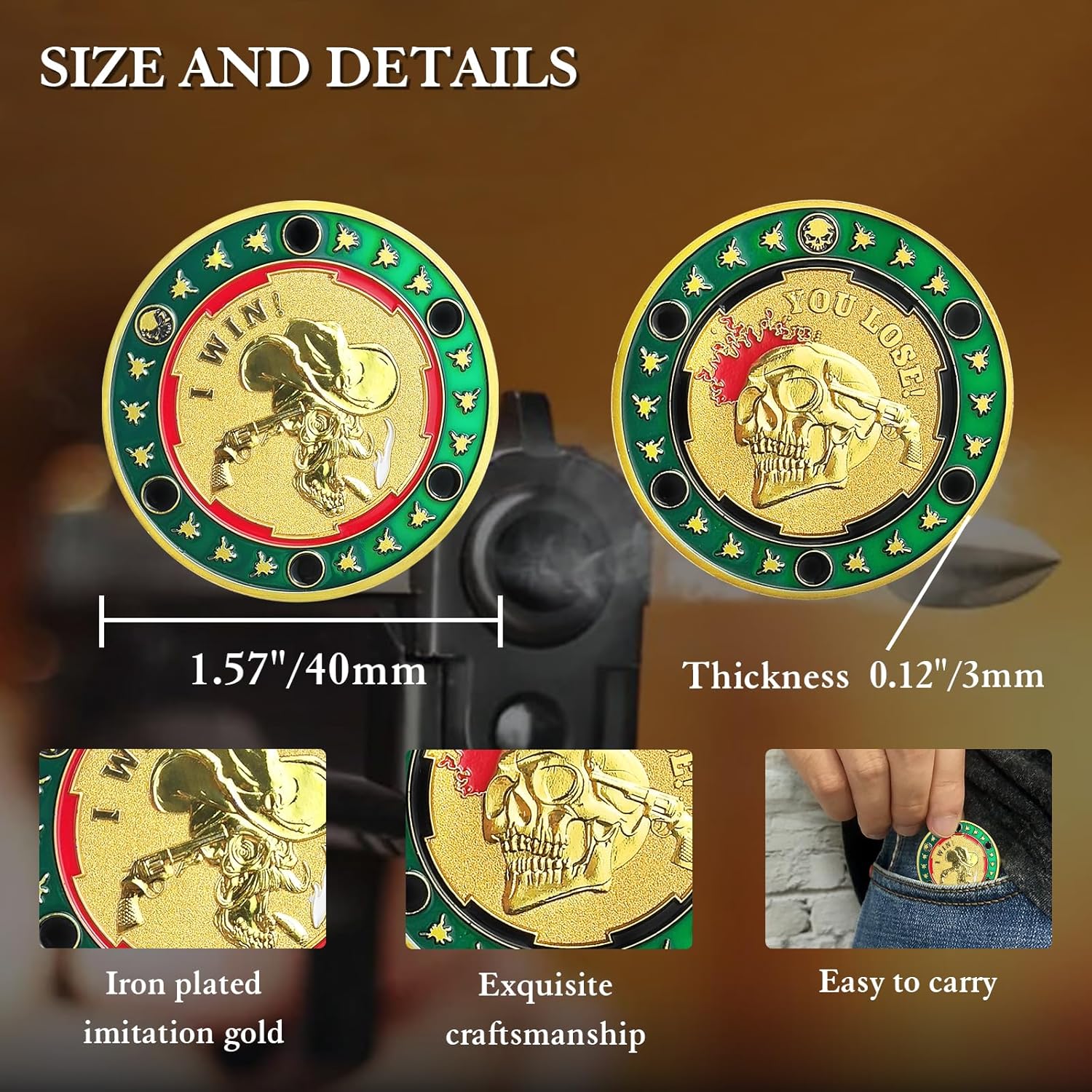 Regalos divertidos con texto en inglés “I Win You Lose, Good Luck”, moneda de decisión de buena suerte, regalos para mujeres, hombres, cabezas o