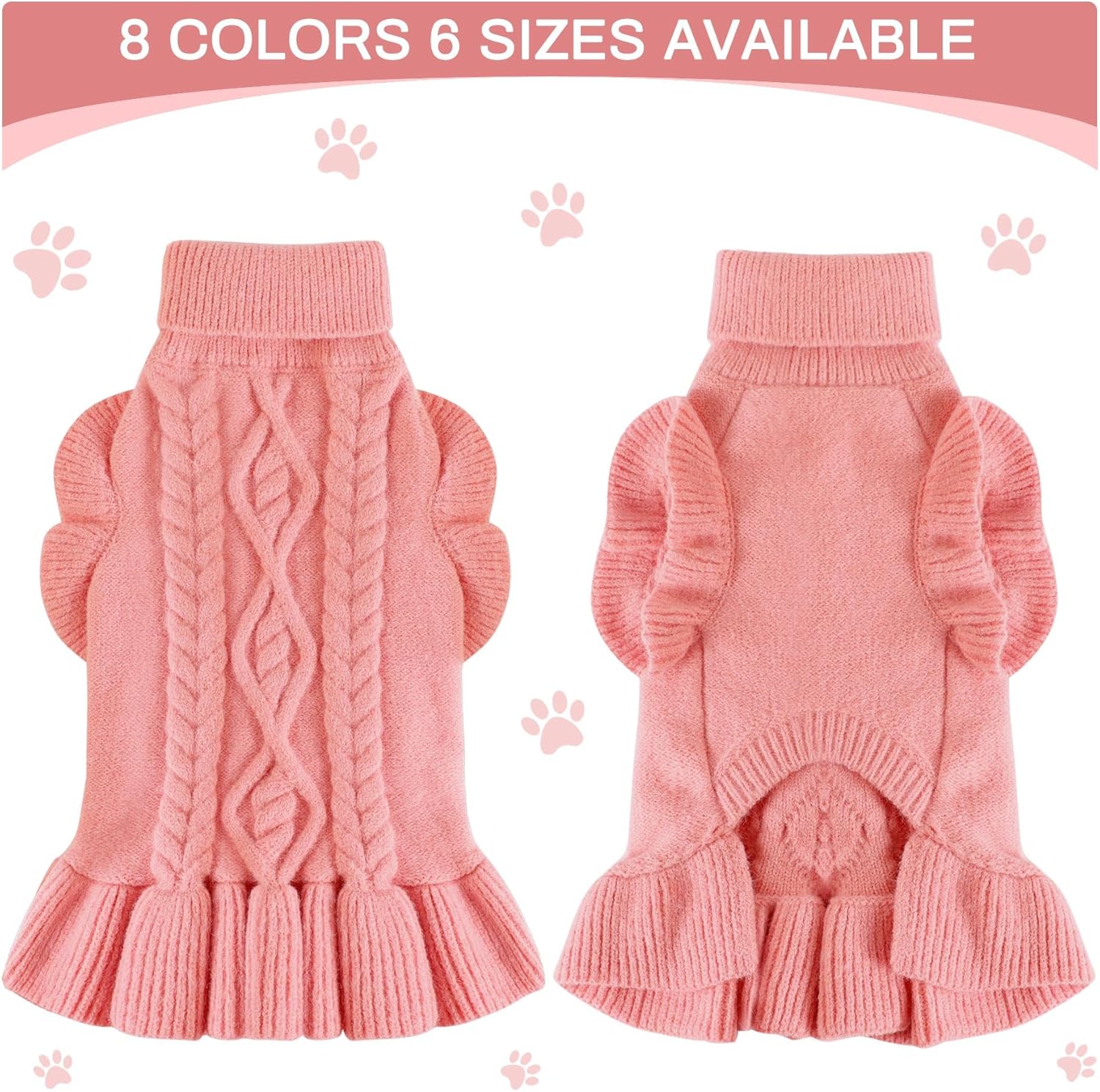 ALAGIRLS Suéteres de perro para perros medianos, suéter de punto para perro, vestido de cuello alto, trajes de Navidad para perros, suéter para