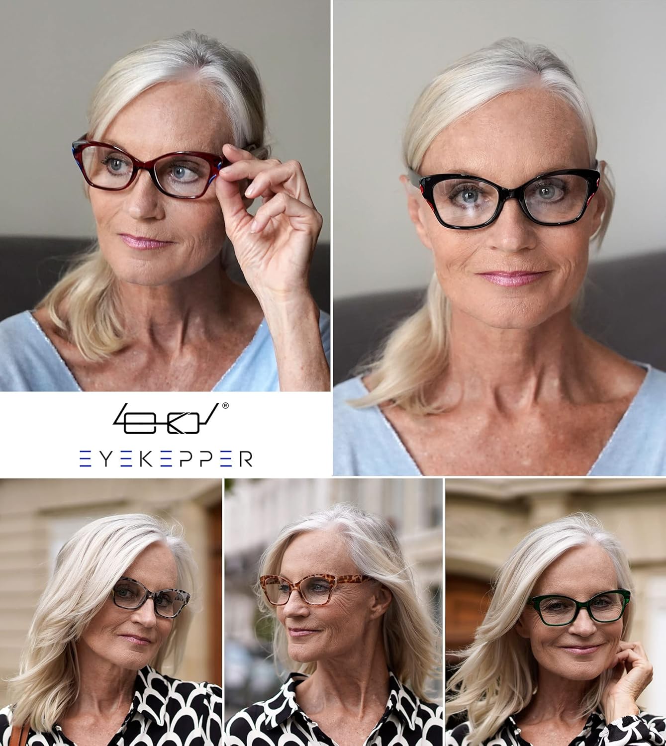 Eyekepper Paquete de 5 lentes de lectura para mujeres y lectores de ojo de gato