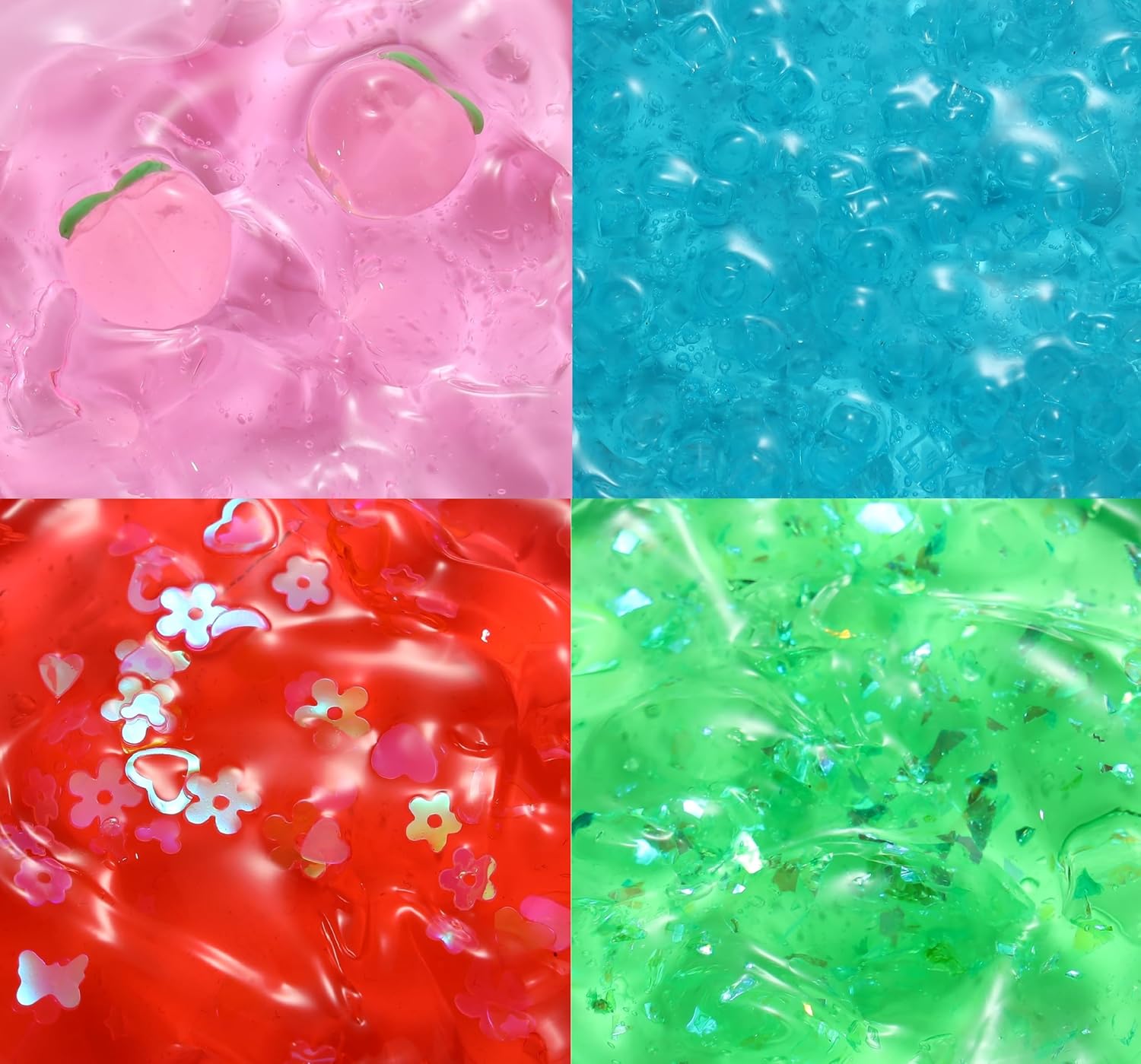 Kit de limo de cristal transparente para niñas de 10 a 12 años, cubo de gelatina rosa melocotón, limo crujiente, amarillo, morado, verde y azul,