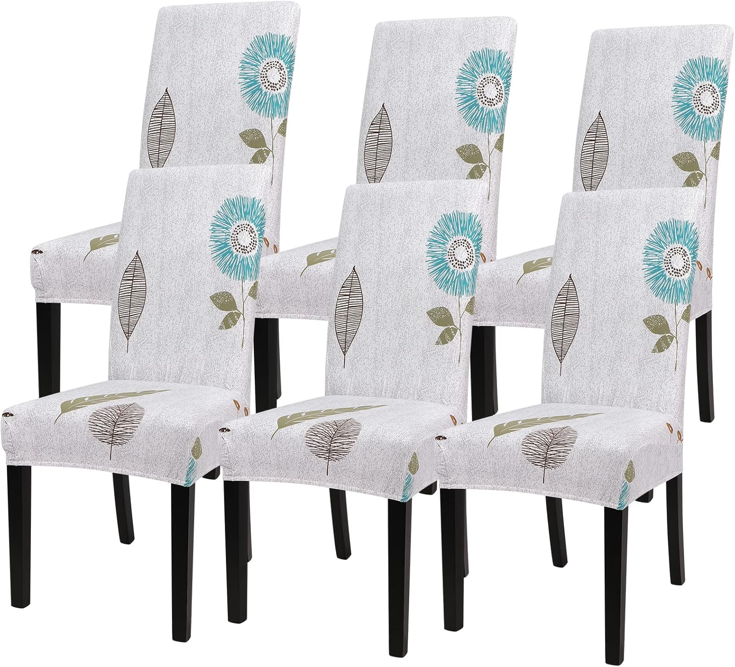 SearchI Juego de 6 fundas estampadas para sillas de comedor, fundas elásticas para sillas de cocina, lavables, fundas protectoras extraíbles para