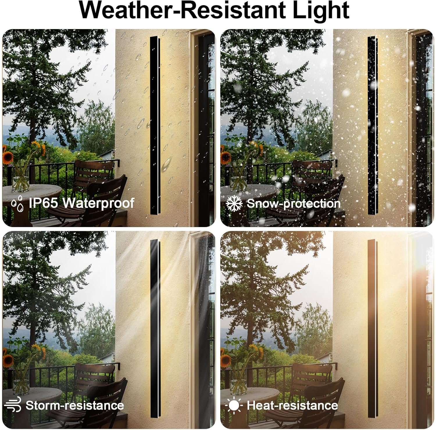 GREMLBUK Paquete de 2 lámparas de pared para exteriores de 59 pulgadas, aplique de pared LED largo para exteriores, lámpara de pared moderna de 3000