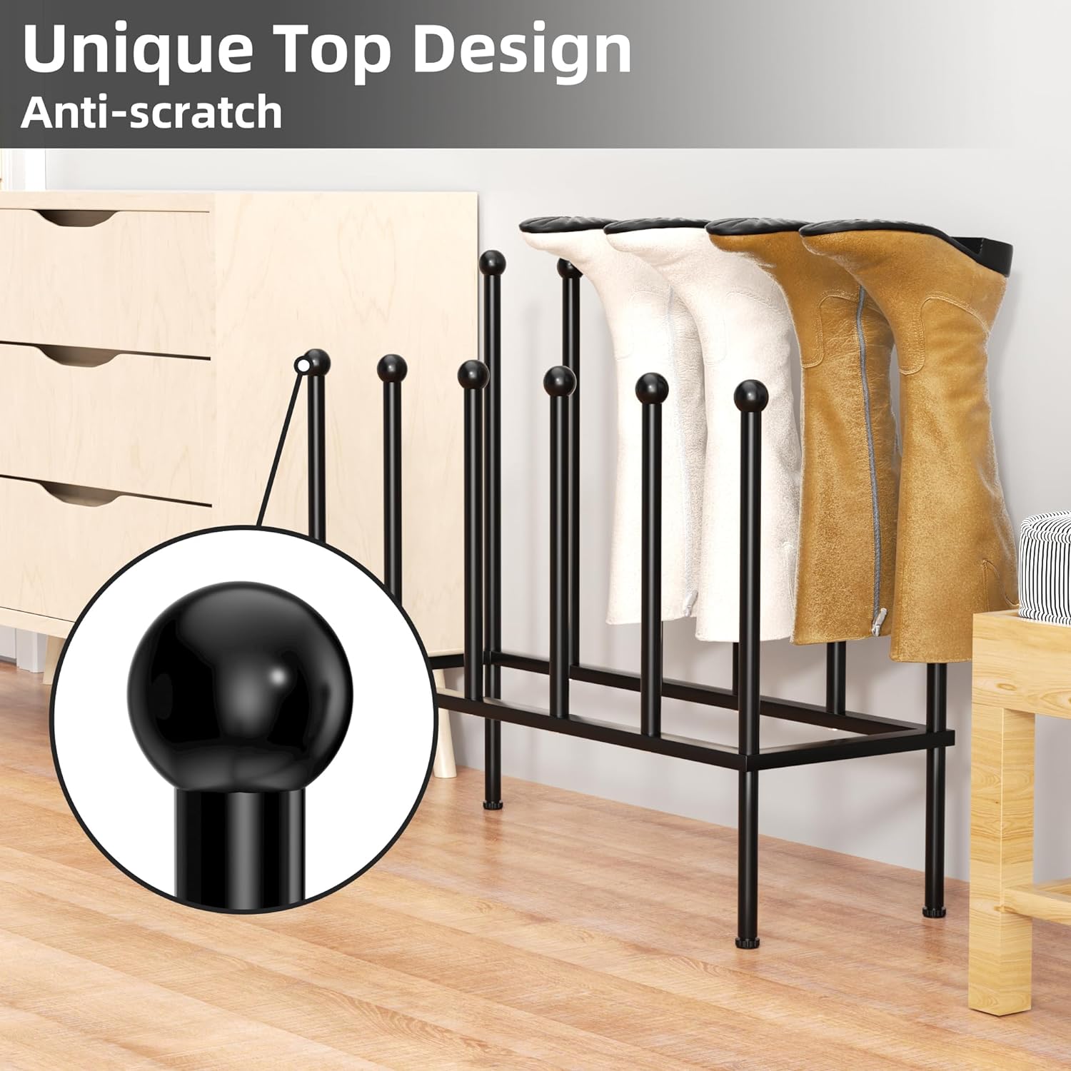 Zapatero de pie  Estante de metal negro para botas, organizador de zapatos para dormitorio, armario, entrada, dormitorio, patio al aire libre,