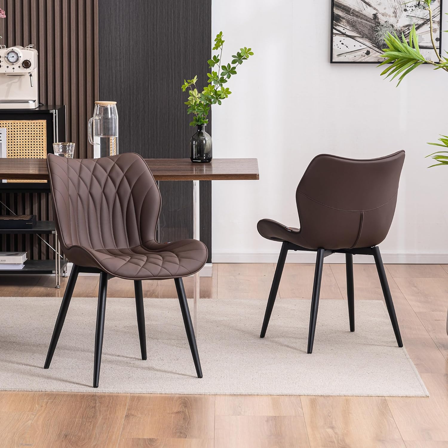 YOUNIKE Juego de 2 sillas de comedor, sillas de comedor tapizadas de cuero, sillas de cocina modernas, sillas laterales para sala de estar,