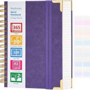 Cuaderno de espiral, cuaderno de cuero de tapa dura de 365 páginas, diario grande con rayas A5 para mujeres y hombres, cuadernos con rayas Cuaderno de espiral, cuaderno de cuero de tapa dura de 365 páginas, diario grande con rayas A5 para mujeres y hombres, cuadernos con rayas