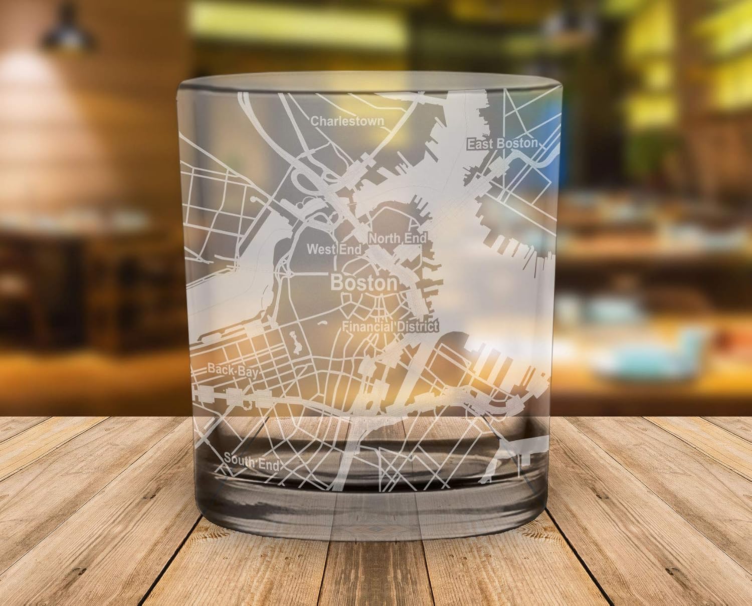Boston City Map Copa de whisky Massachusetts