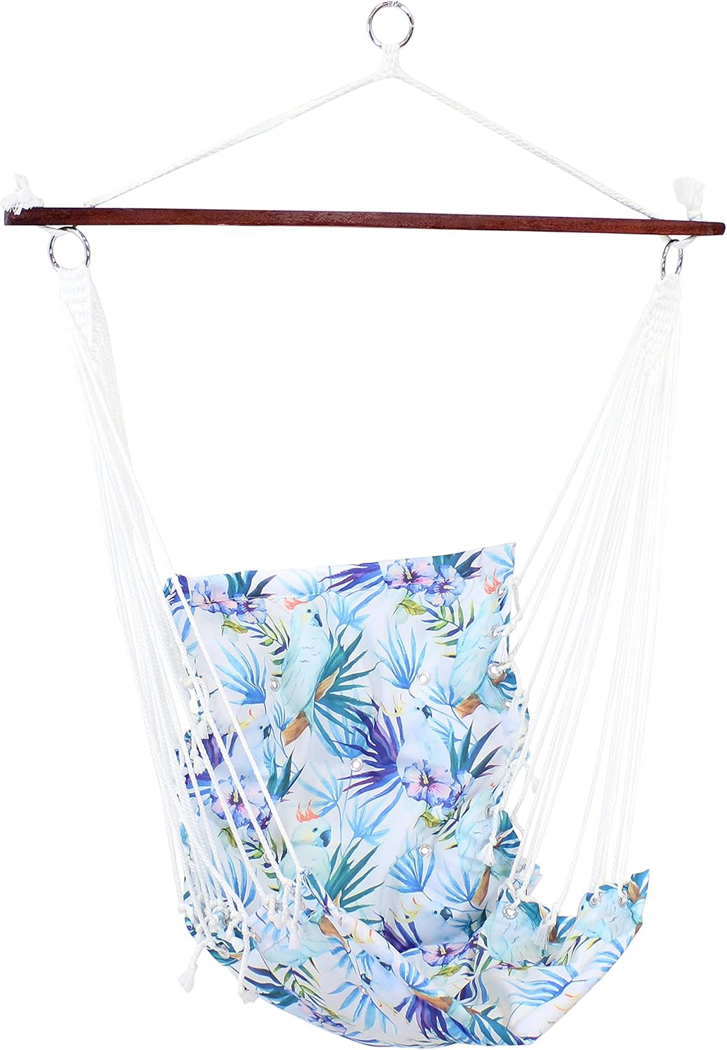 Sunnydaze Hamaca colgante con barra separadora y respaldo acolchado, asiento de silla colgante para patio trasero y patio, capacidad de peso de 300