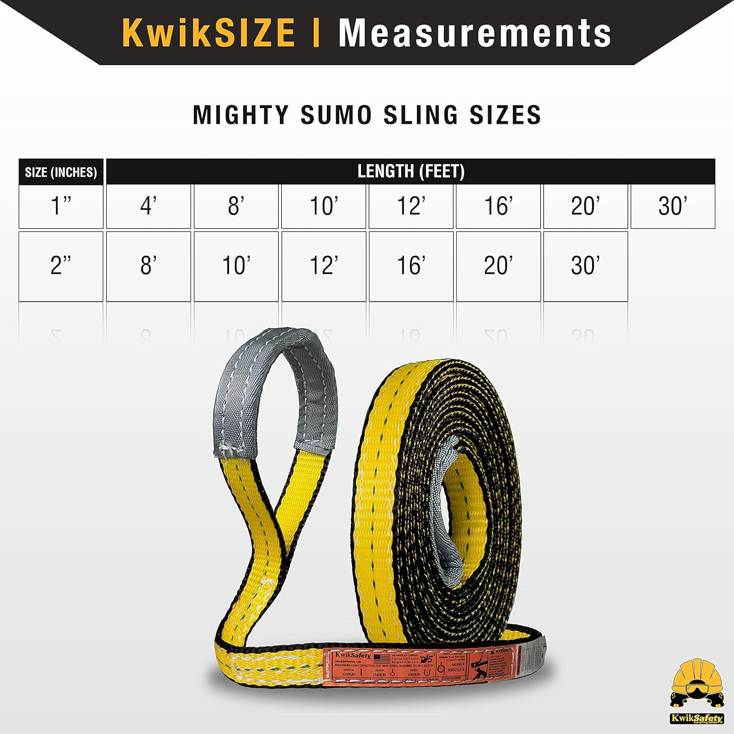 KwikSafety Eslingas tejidas  Tamaños de 1 y 2 pulgadas  Correa de doble ojal  Para descargar, levantar, izar, trasladar
