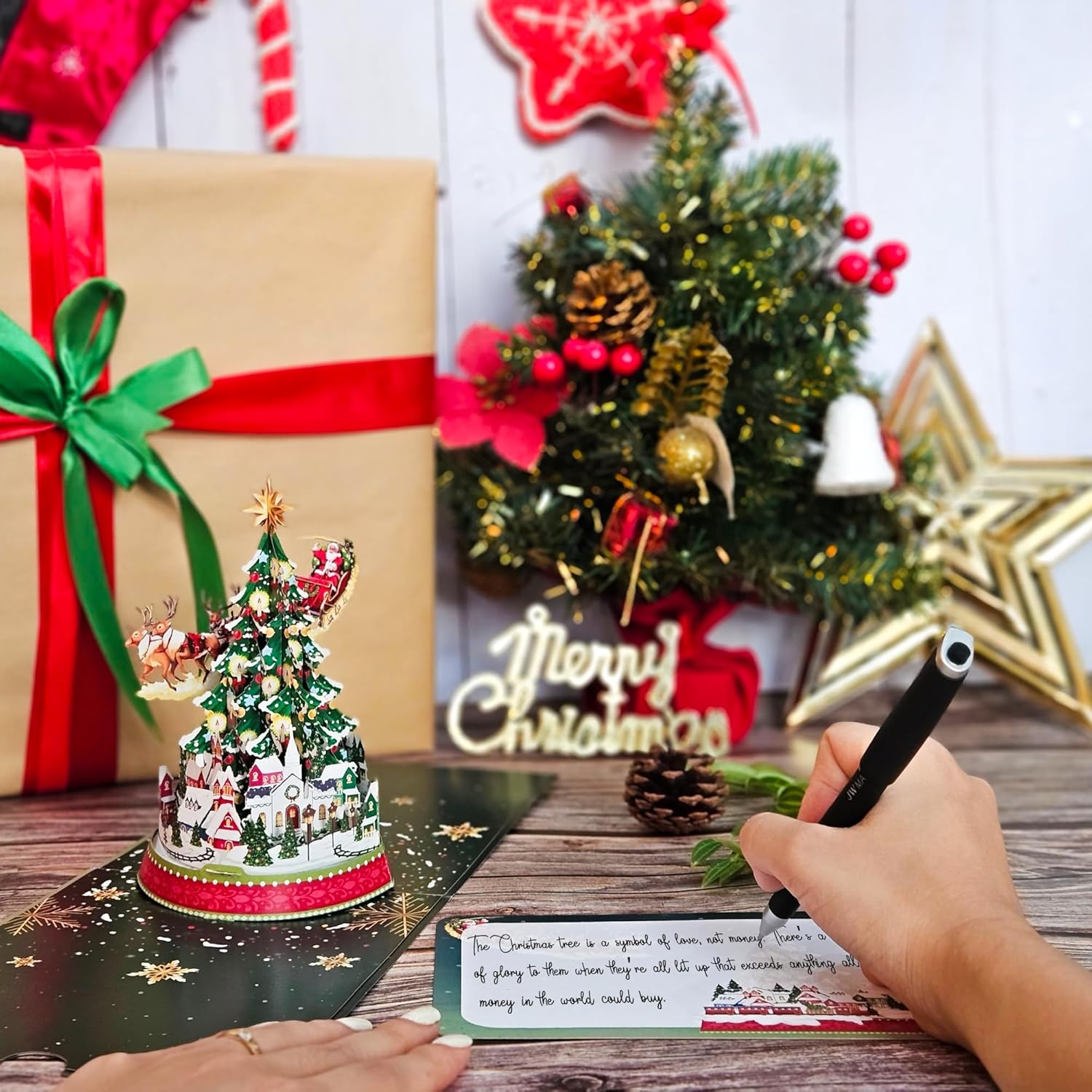 22 CRAFT By 22CRAFT Tarjetas de Navidad desplegables, tarjetas de Navidad 3D emergentes de árbol de Navidad, tarjeta de felicitación de Navidad de 6