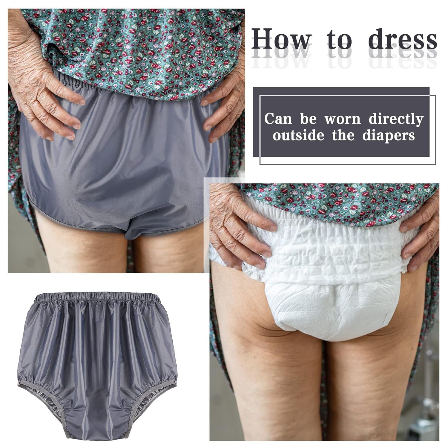 Ropa interior para adultos, a prueba de fugas, para incontinencia, lavable, de bajo ruido, reutilizable, impermeable, pantalones para adultos, para