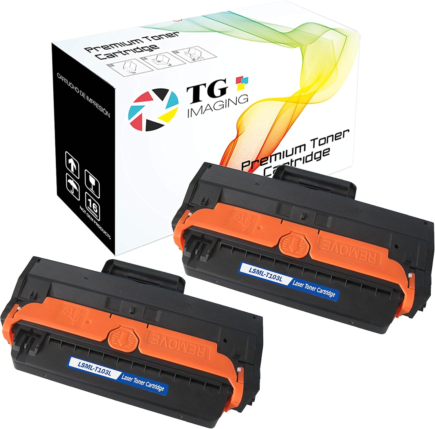 TG Imaging Paquete de 2 cartuchos de tóner compatibles con MLT-D103L para Samsung MLTD103L Toner funciona para impresoras ML-2950ND 2955ND 2955DW