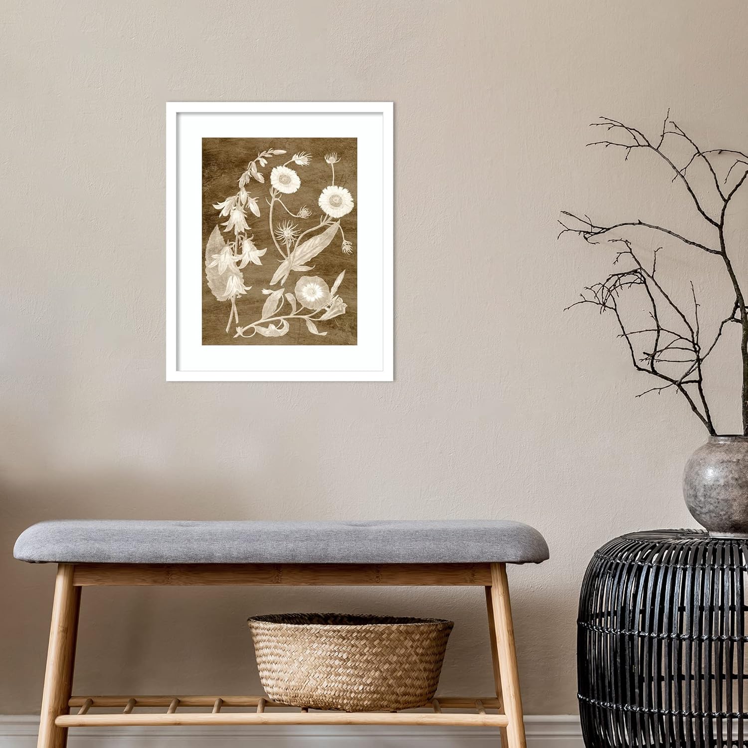 Amanti Art Framed Wall Art Print (17×21) Botanical in Taupe III by Vision Studio Framed Poster for Wall Decor, Living Room, Bedroom, Bathroom,