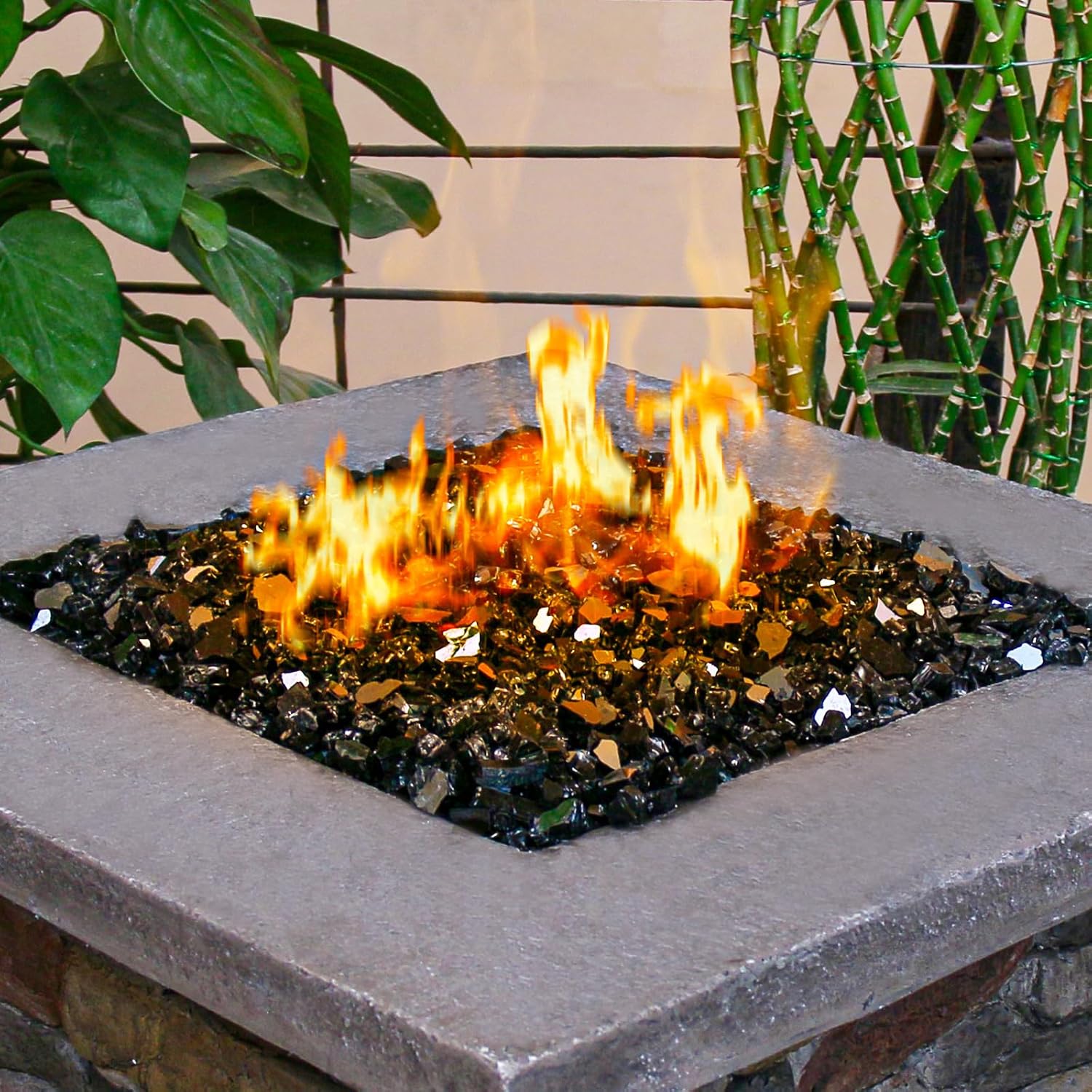 Hisencn 12 pulgada 10-libras mezclado hoguera de vidrio para interior y exterior chimeneas de gas de vidrio de fuego, cuencos de fuego, jardín