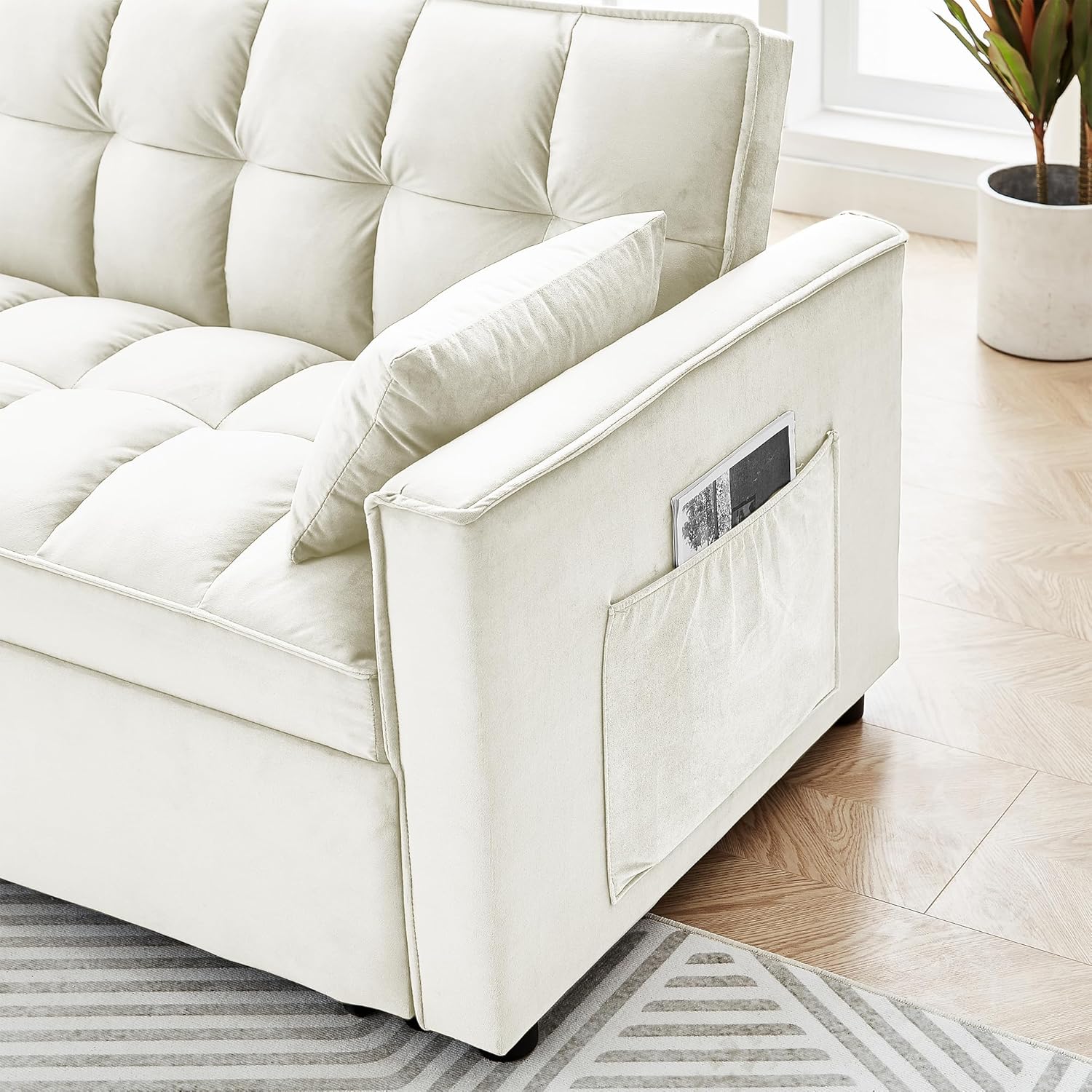 LUMISOL Sofá cama convertible moderno de terciopelo de 55.2 pulgadas, sofá cama multifuncional 3 en 1, cama extraíble, sofá biplaza con respaldo