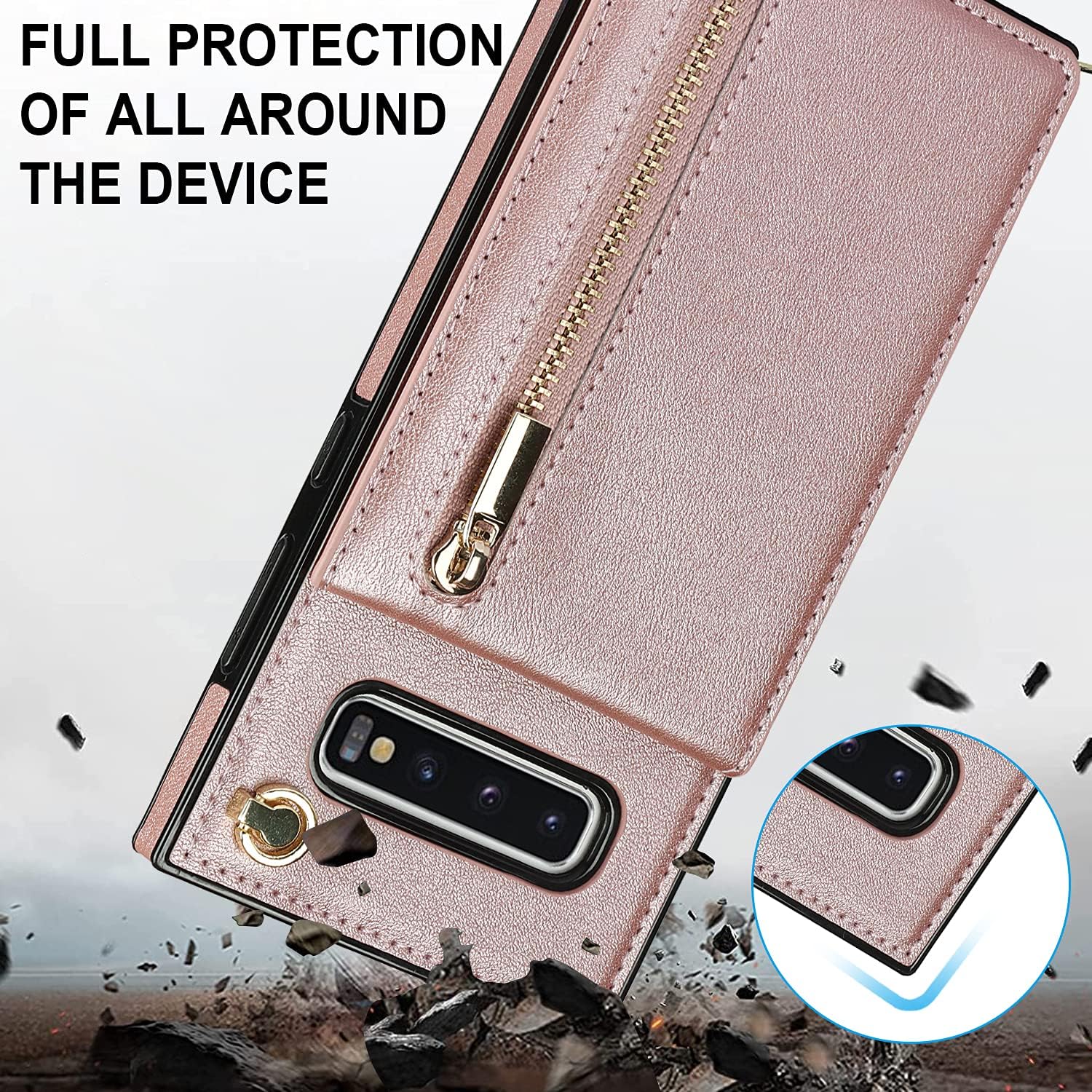 Funda para teléfono Samsung Galaxy S10 Plus con correa cruzada, tarjetero de cuero, con cordón, ranuras de crédito, cierre magnético, accesorios
