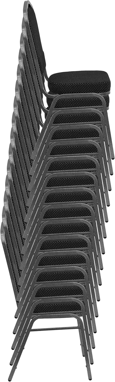 BizChair Silla apilable trasera del banquete de la corona, tela grismarco plateado de la vena