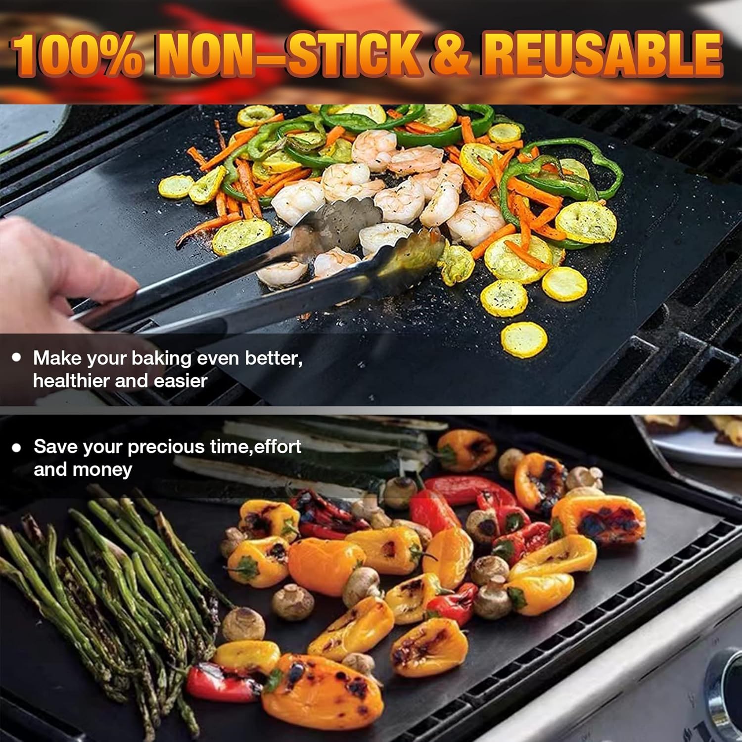 Revestimientos para horno para la parte inferior del horno, paquete de 4 alfombrillas antiadherentes grandes y gruesas para la parte inferior del