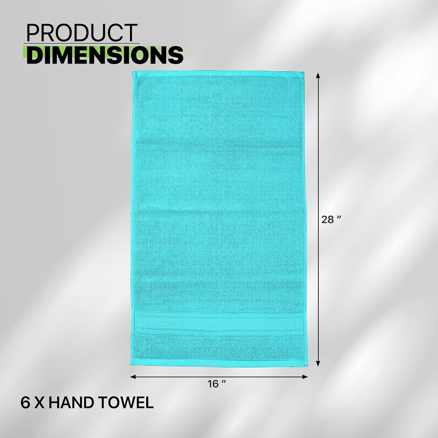 Magshion Juego de 6 toallas de mano de algodón suave para baño, color turquesa