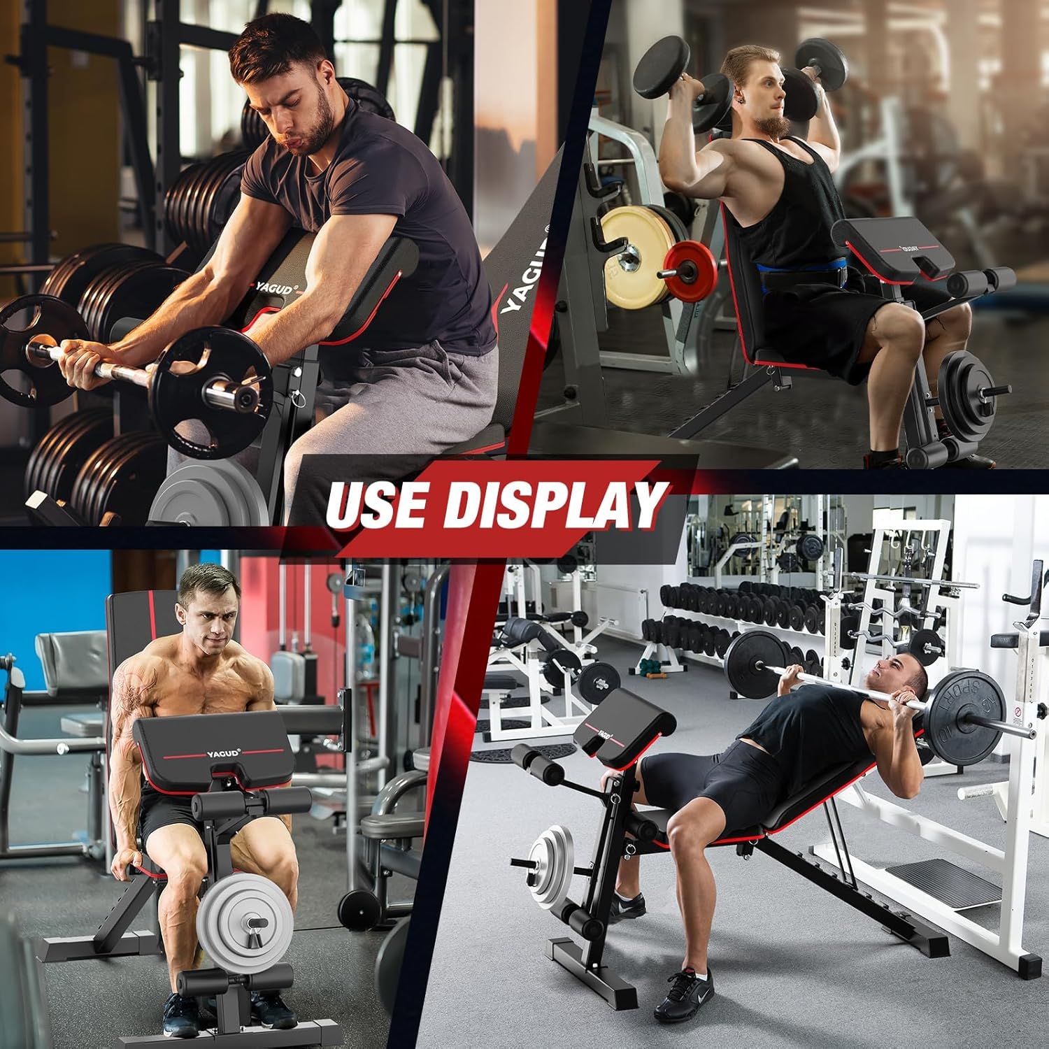 Banco de pesas ajustable, prensa de banco para entrenamiento de cuerpo completo, banco de entrenamiento de 880 libras para gimnasio en casa con