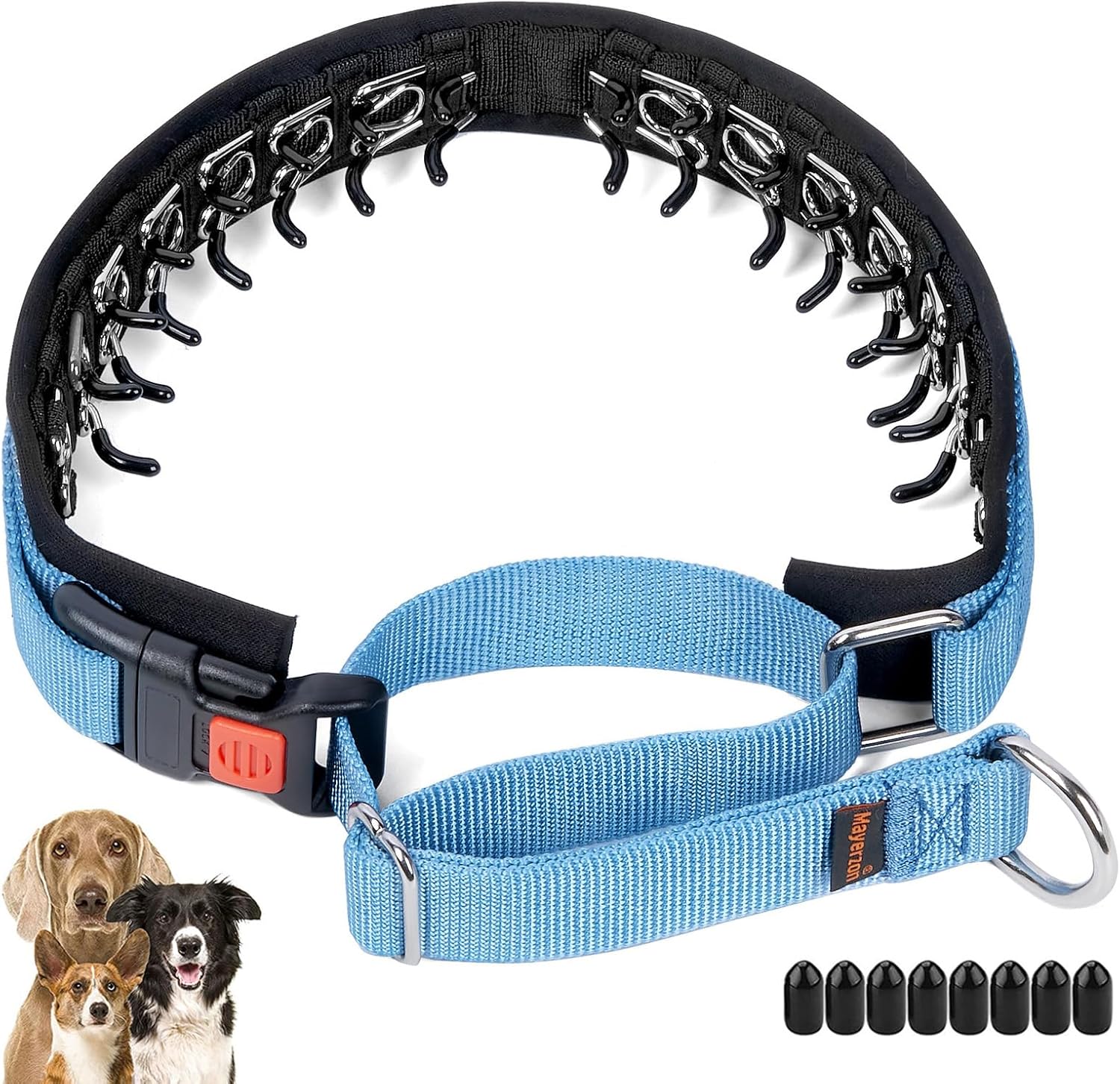 Mayerzon Collar de perro sin tirones, collar de martingala para perros pequeños, medianos y grandes, collar antitirones con hebilla y nailon