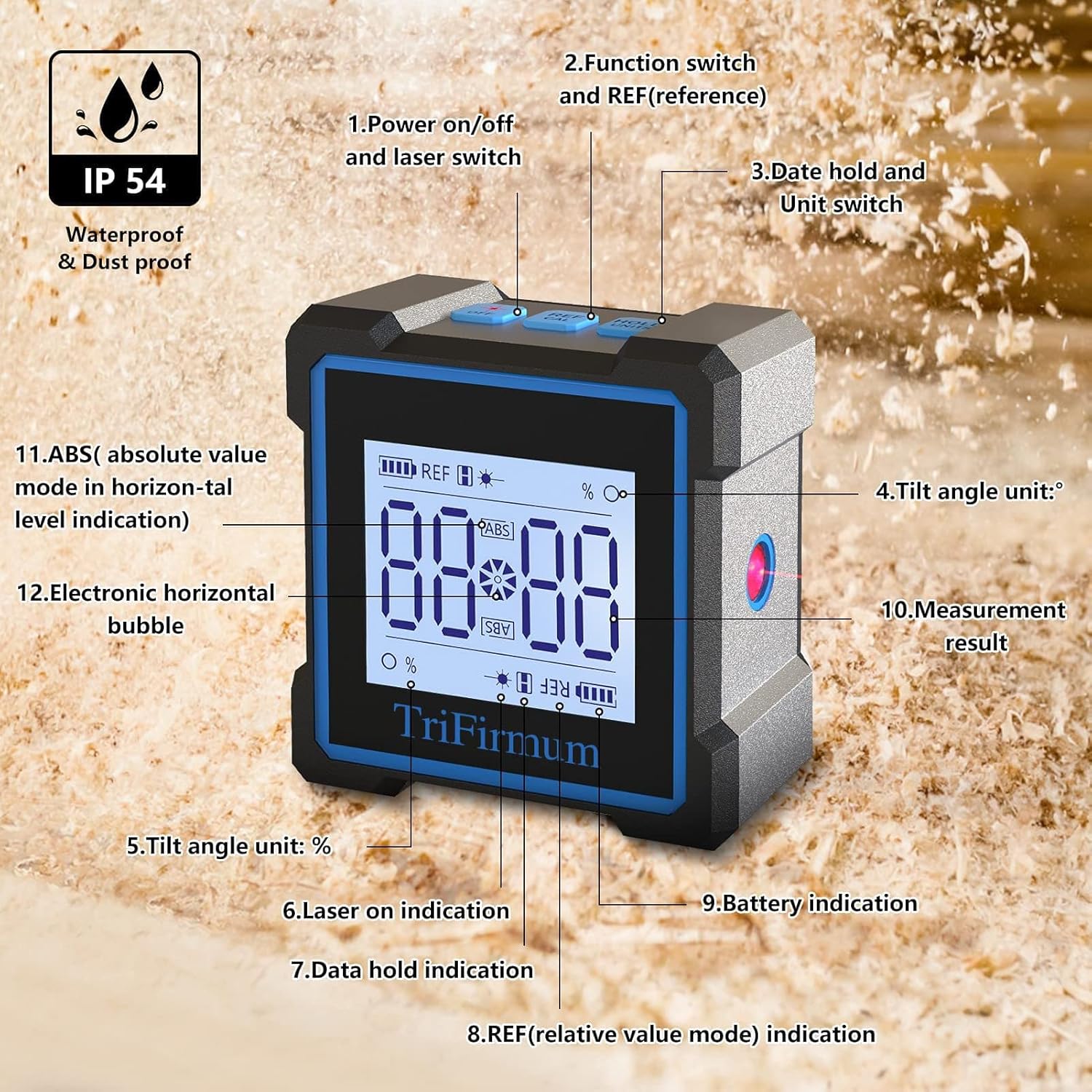 Buscador de ángulo digital y nivel electrónico,Nivel digital 3 en 1transportadorinclinómetromedidor de ángulo,Caja de nivel magnético