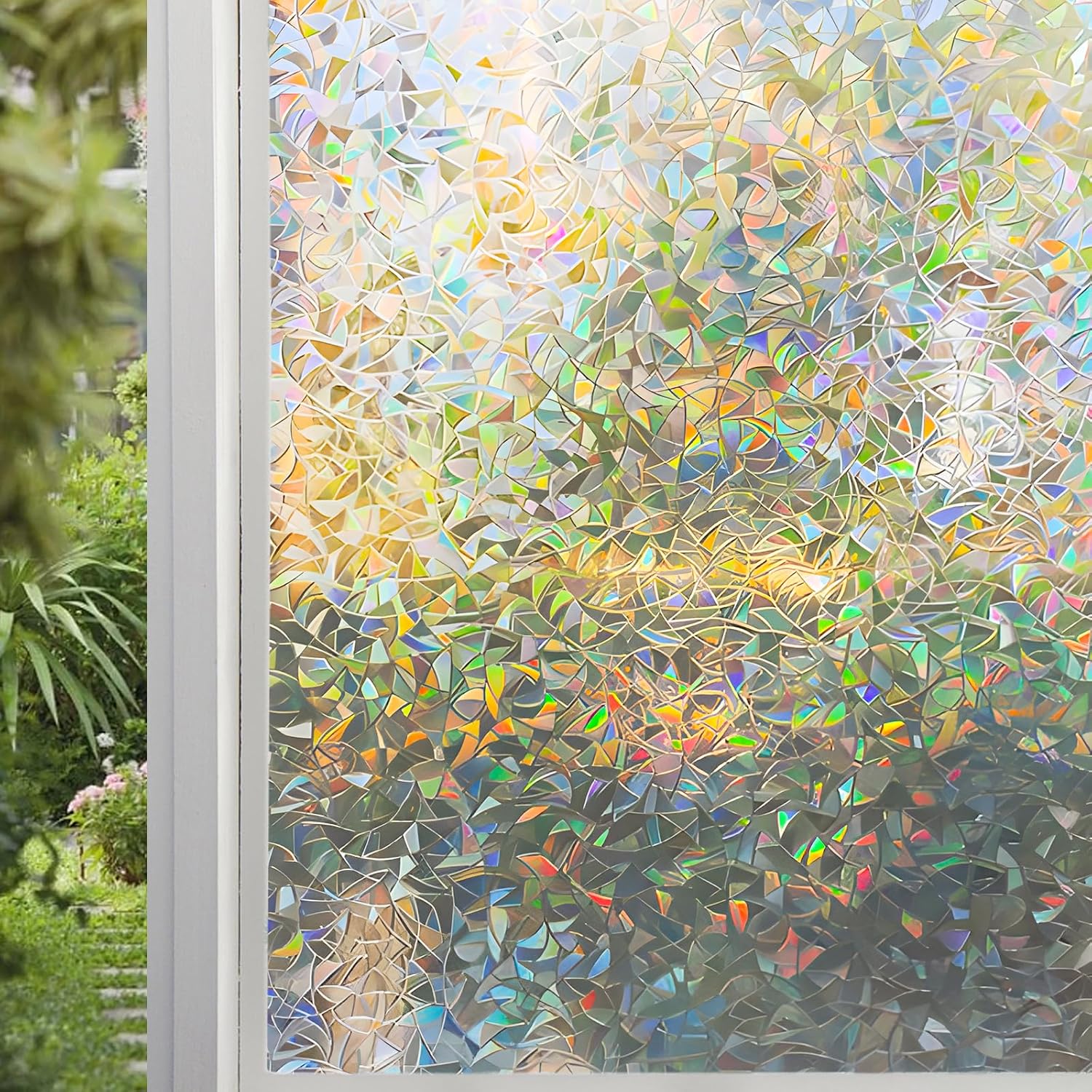 Película de privacidad para ventana de arcoíris, película de vinilo decorativo para ventana, película de vinilo decorativo para ventana de color