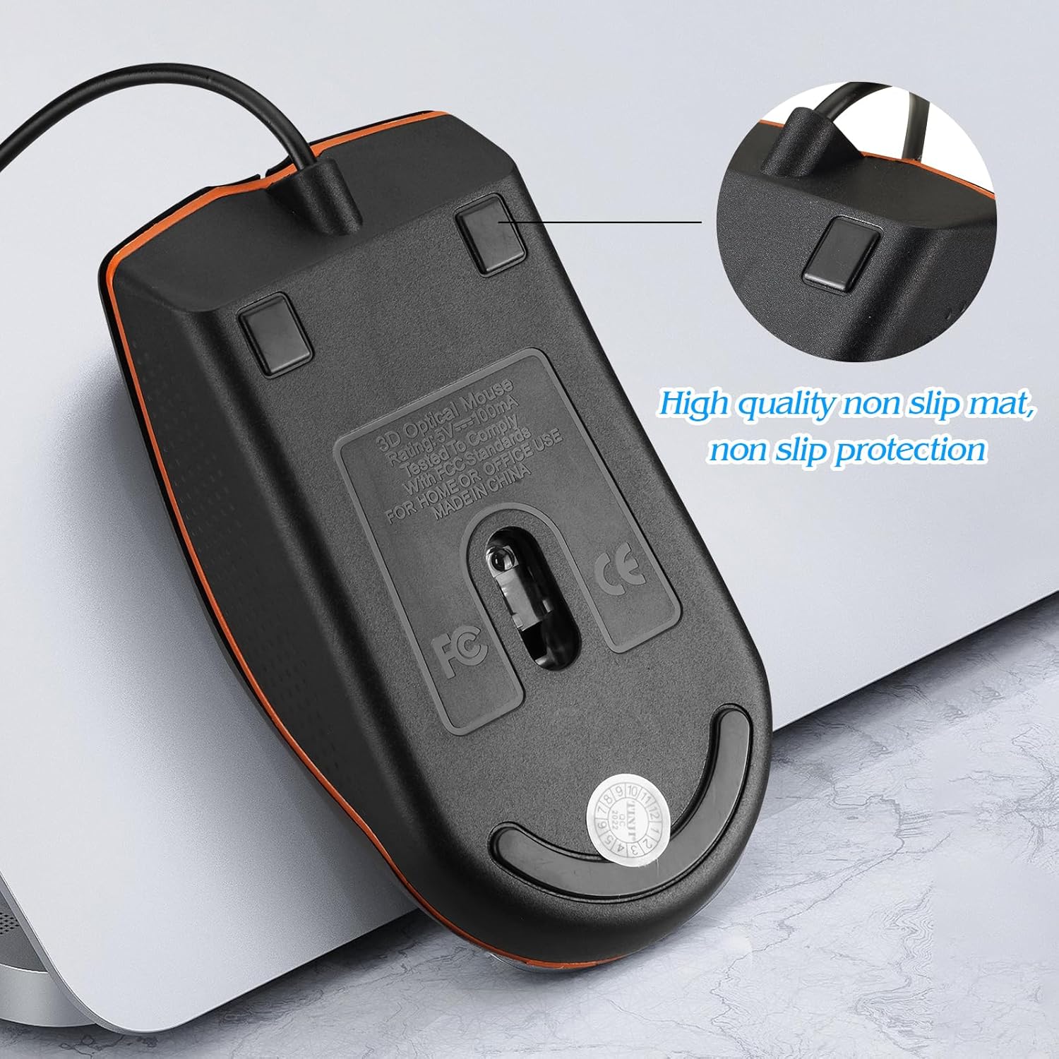 Guiheng Ratón con cable, mouse USB con cable para mano derecha o izquierda, mouse ergonómico de computadora con clics duraderos para PC,