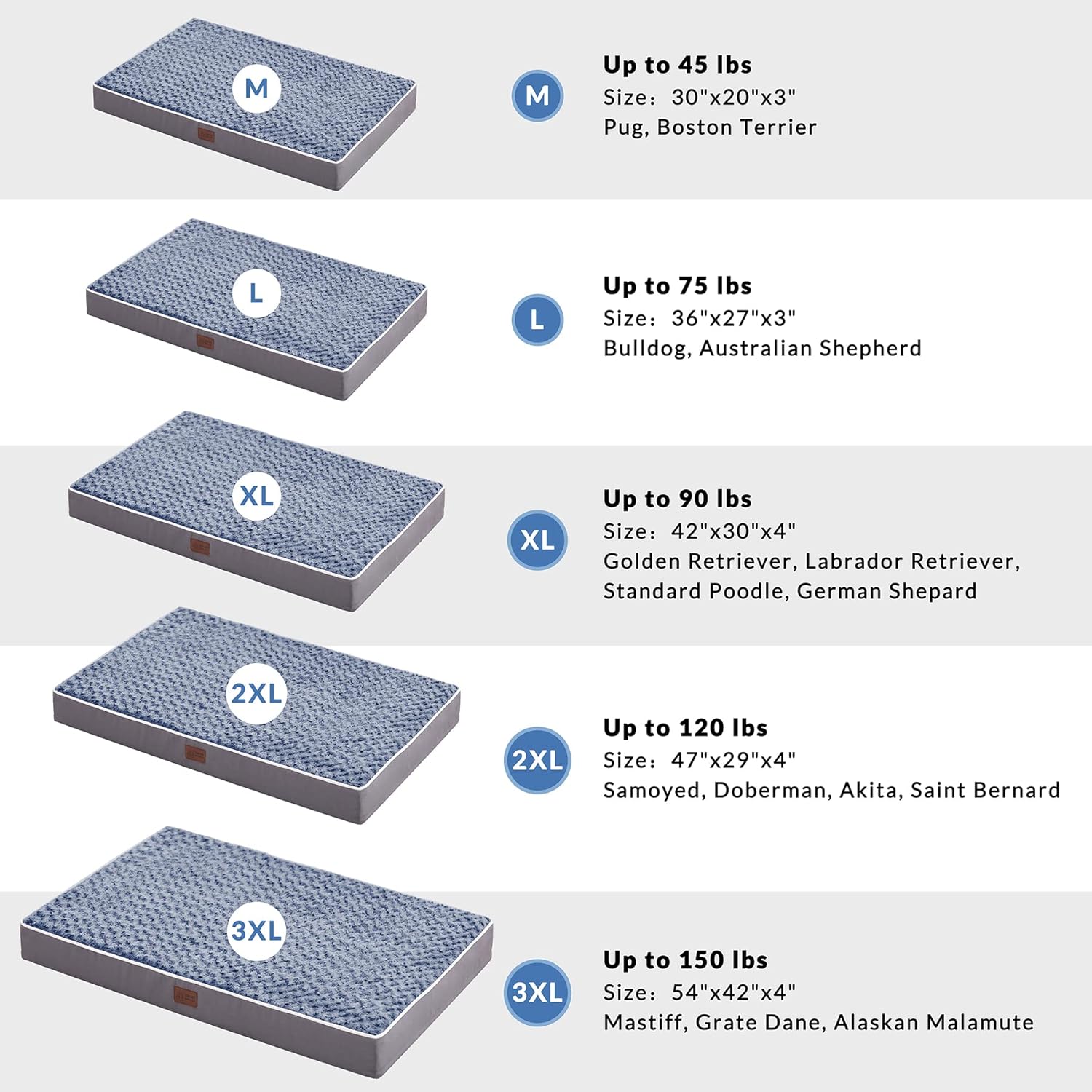 WESTERN HOME WH Cama ortopédica grande para perros medianos, grandes y extragrandes, alfombrilla de espuma para mascotas con funda extraíble de