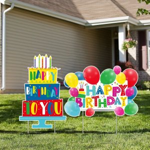 URATOT Paquete de 2 letreros de cumpleaños para patio, decoración de césped al aire libre, para tartas de cumpleaños, globos de cumpleaños, letreros URATOT Paquete de 2 letreros de cumpleaños para patio, decoración de césped al aire libre, para tartas de cumpleaños, globos de cumpleaños, letreros