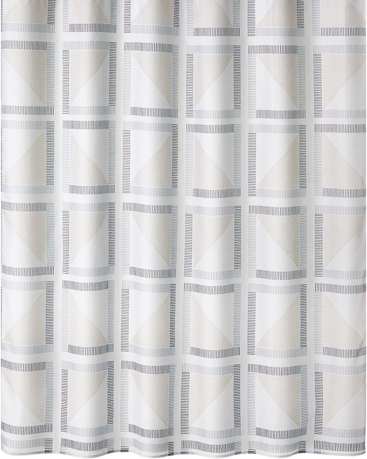 mDesign Cortina de ducha moderna con estampado geométrico de tela de poliéster con ojales reforzados para baño principal y de invitados, lavable a