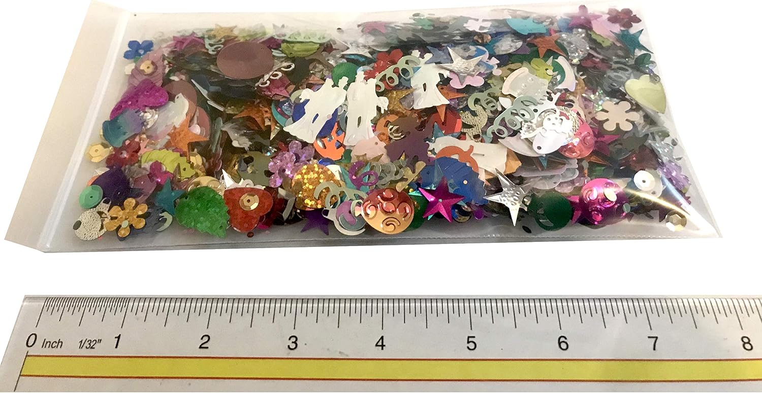 Lentejuelas y Lentejuelas Surtidas, Colores Brillantes y Formas Mixtos 1.76 oz