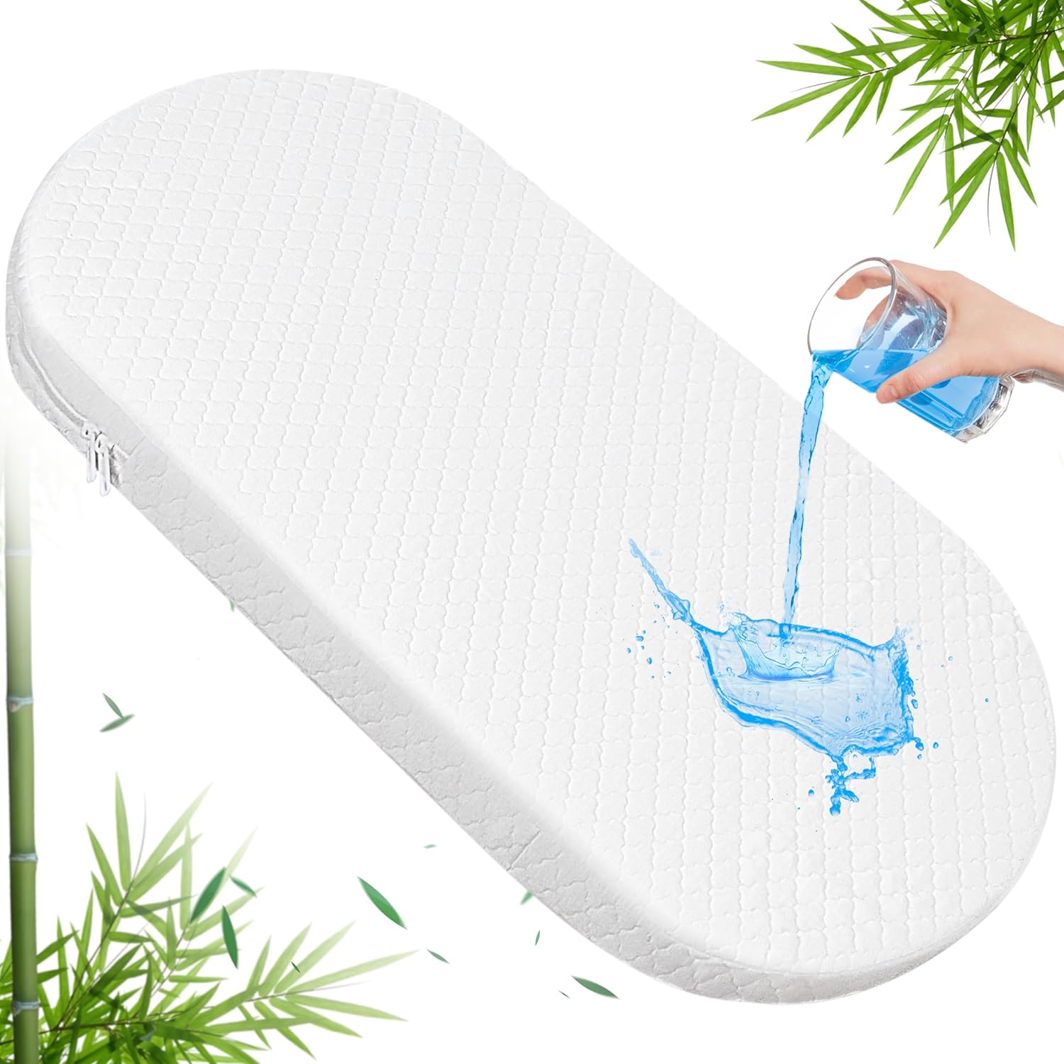 Pro Goleem Colchón de moisés, protector de colchón ovalado para moisés con funda de bambú impermeable, colchón de cuna transpirable, colchón de