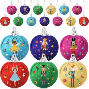 12 piezas de adornos de bola de cascanueces de Navidad, diseño de cascanueces, adorno de bola colgante de tela envuelta, juego de bolas de Navidad 12 piezas de adornos de bola de cascanueces de Navidad, diseño de cascanueces, adorno de bola colgante de tela envuelta, juego de bolas de Navidad