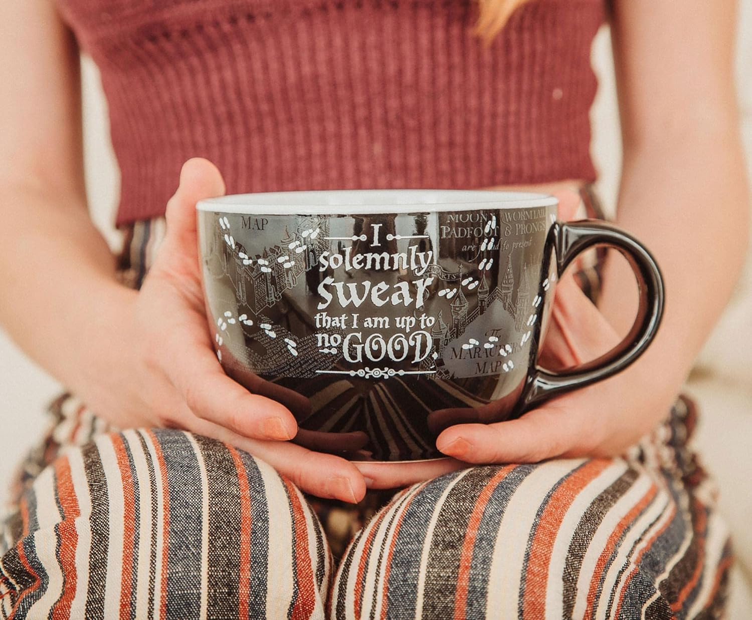 Silver Buffalo Harry Potter Marauder’s Map – Taza de cerámica para sopa  24 onzas