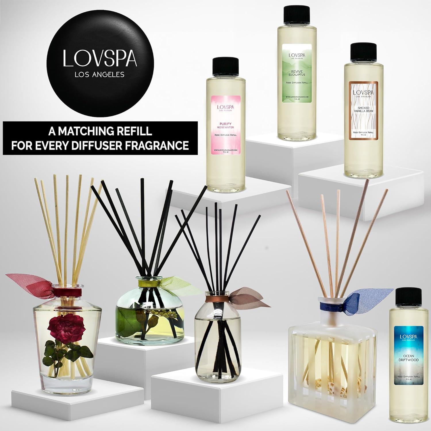 LOVSPA Escape Beach Getaway Ocean – Juego de aceite difusor de varillas perfumado  Aroma marino cítrico fresco y ámbar amaderado  Fabricado con