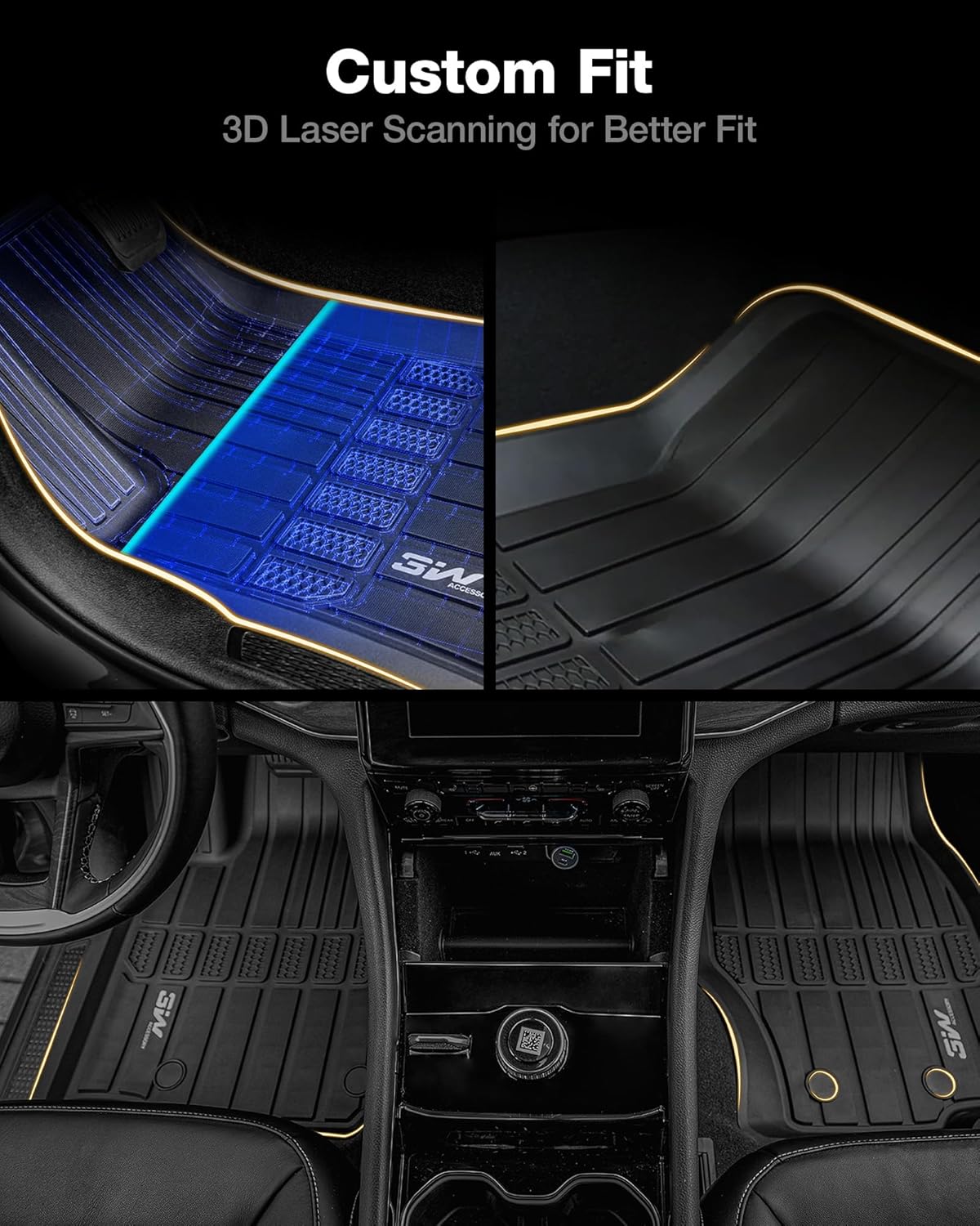 3W Alfombrillas de suelo aptas para Jeep Grand Cherokee L 7 asientos 2021-2024 para todo tipo de clima, revestimiento de suelo de elastómero