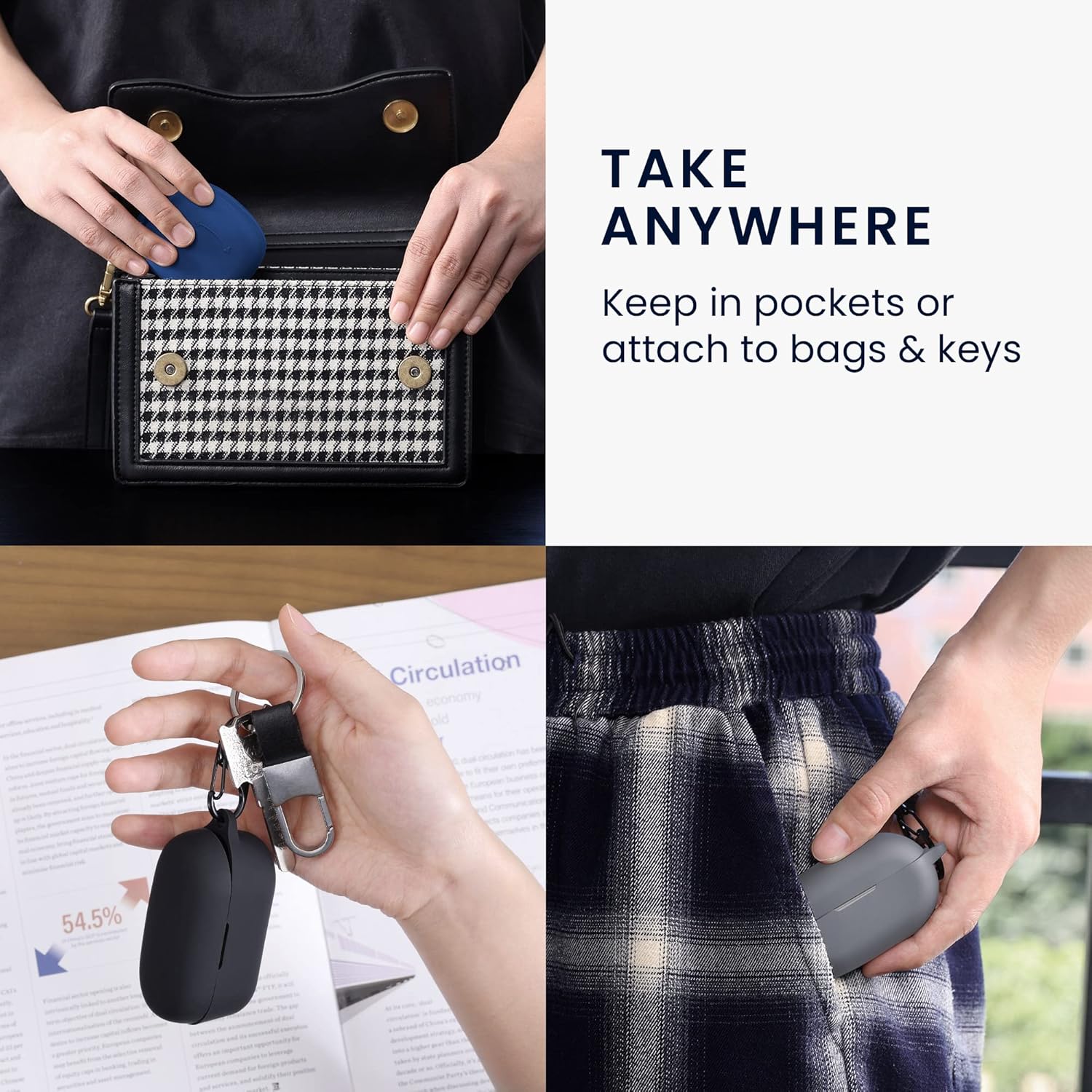 kwmobile Funda de silicona compatible con Xiaomi Redmi Buds 3 – Funda adhesiva con clip – Negro